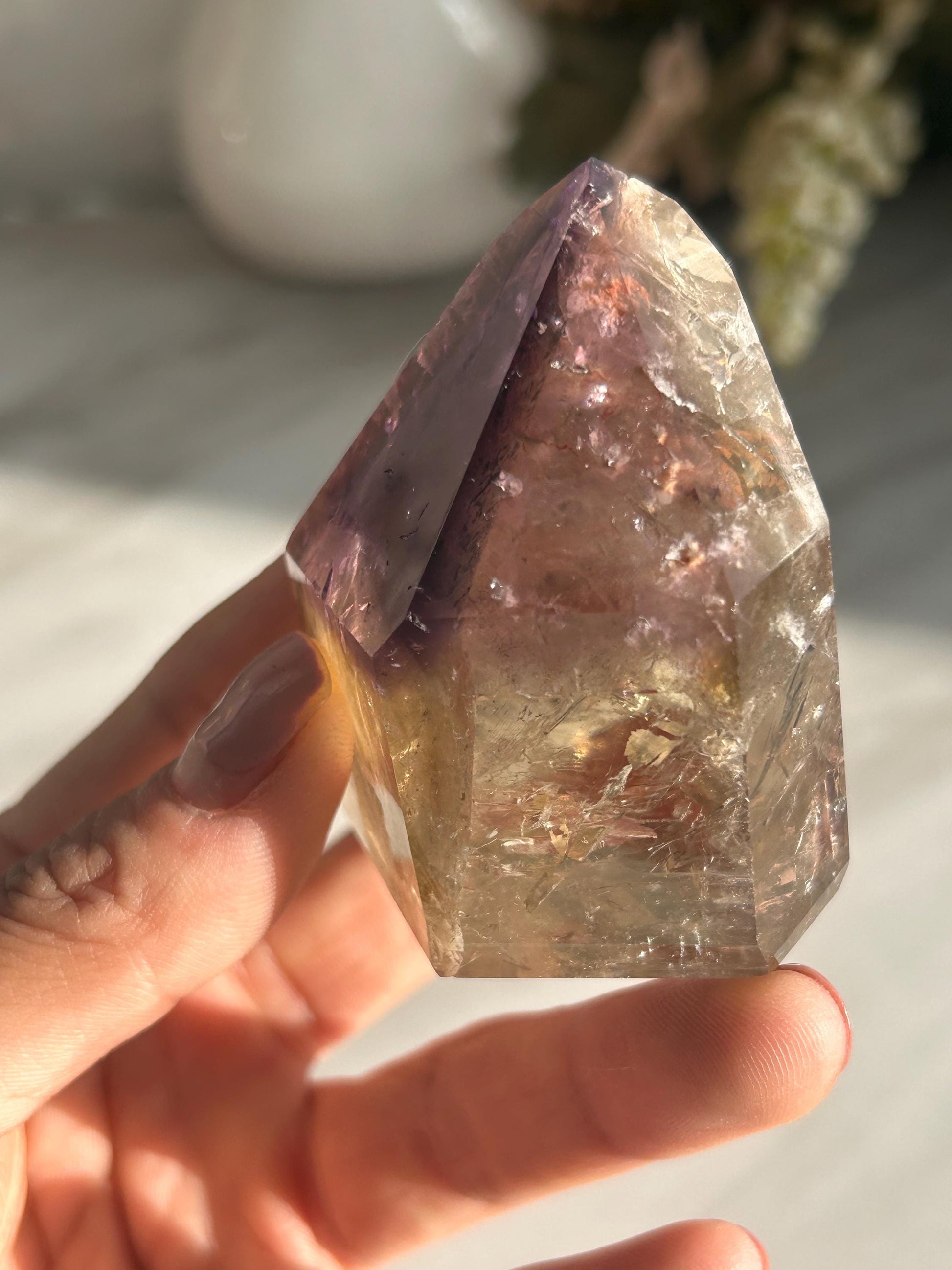 AAA Quality Dream Coat Ametrine Tower | Amethyst from Brazil | Amethyst Citrine Tower | Crystal Gift | Home Decor | Natural Healing Crystal-Crystal Towers-citrine, amethyst