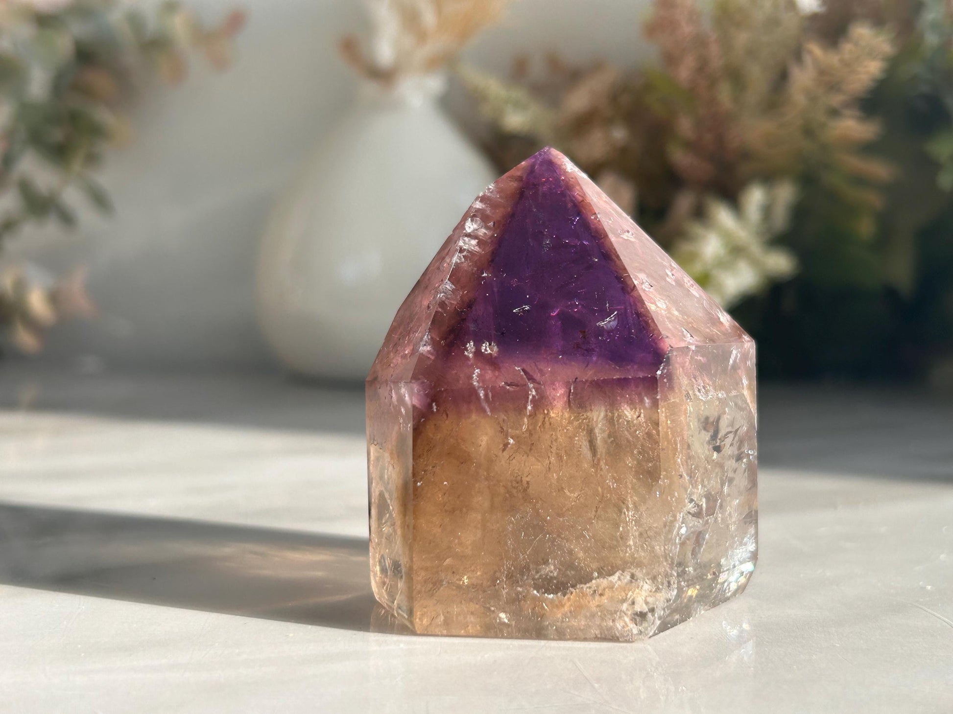 AAA Quality Dream Coat Ametrine Tower | Amethyst from Brazil | Amethyst Citrine Tower | Crystal Gift | Home Decor | Natural Healing Crystal-Crystal Towers-citrine, amethyst