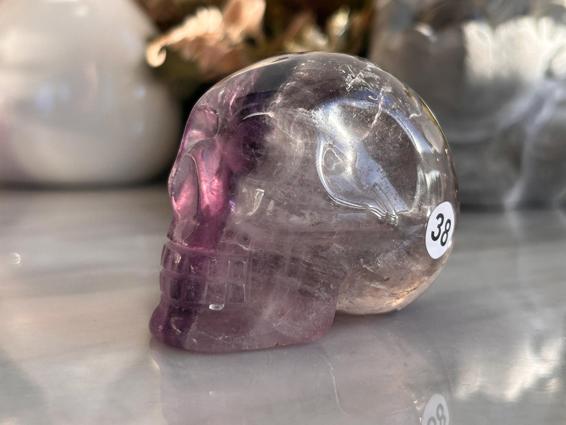 AAA Quality Phantom Amethyst Skull w\ Rainbows | Amethyst from Bahia, Brazil | Amethyst Skull | Crystal Skull | Crystal Gift | Home Decor