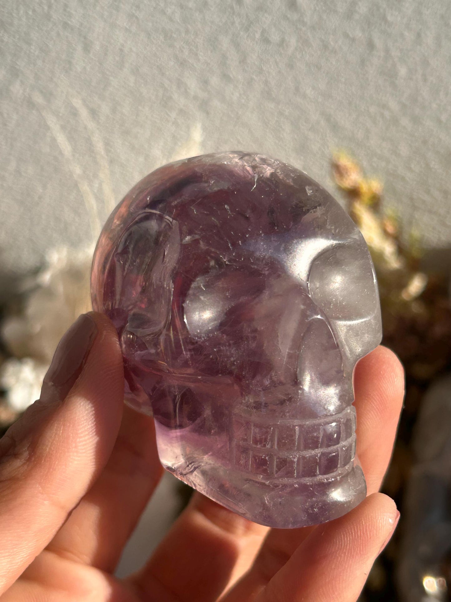 AAA Quality Phantom Amethyst Skull w\ Rainbows | Amethyst from Bahia, Brazil | Amethyst Skull | Crystal Skull | Crystal Gift | Home Decor