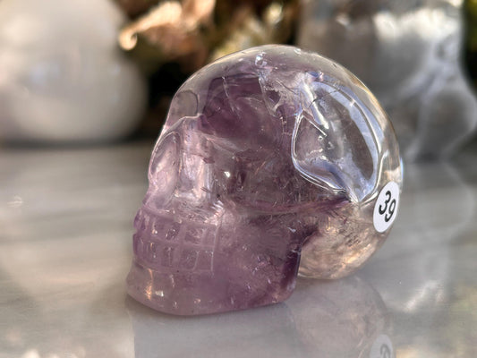 AAA Quality Phantom Amethyst Skull w\ Rainbows | Amethyst from Bahia, Brazil | Amethyst Skull | Crystal Skull | Crystal Gift | Home Decor-Crystal Skulls-Phantom amethyst