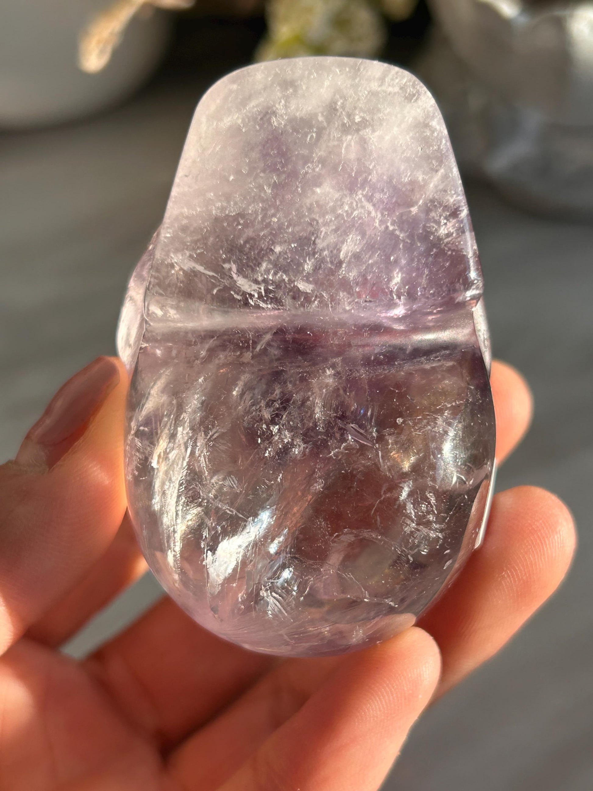 AAA Quality Phantom Amethyst Skull w\ Rainbows | Amethyst from Bahia, Brazil | Amethyst Skull | Crystal Skull | Crystal Gift | Home Decor-Crystal Skulls-Phantom amethyst