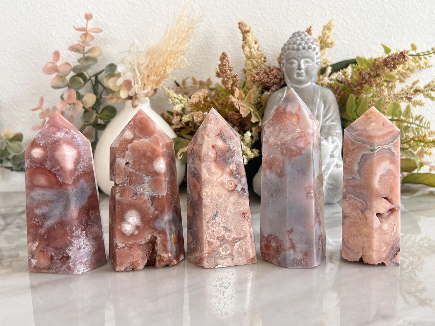 Stunning High Quality Druzy Pink Amethyst Flower Agate Tower Point Obelisk | Healing Crystals for Meditation | Crystal Gift | Home Decor-Crystal Towers-pink amethyst, flower agate