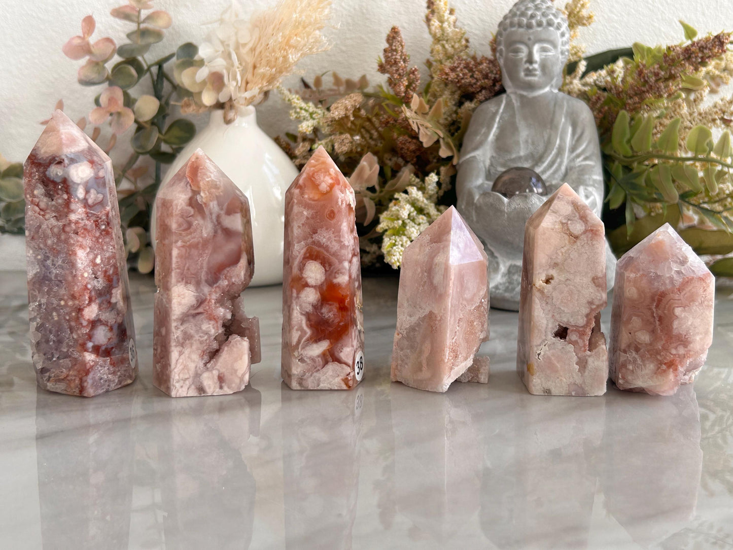 Stunning High Quality Druzy Pink Amethyst Flower Agate Tower Point Obelisk | Healing Crystals for Meditation | Crystal Gift | Home Decor-Crystal Towers-pink amethyst, flower agate