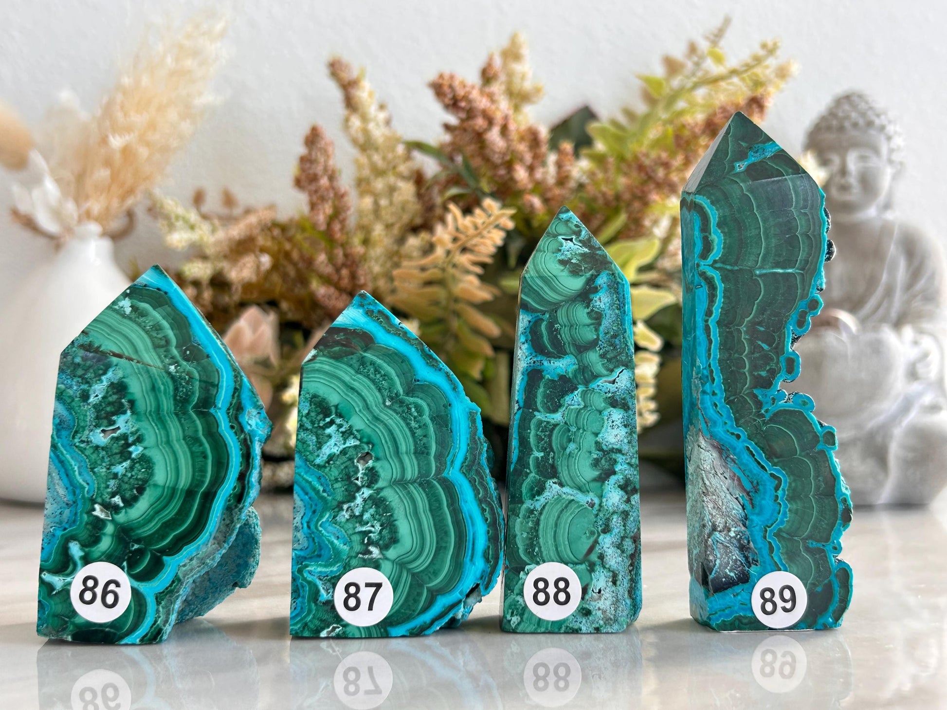 Chrysocolla Malachite Towers | Chrysocolla with Malachite Half Raw Half Polished | Chrysocolla Raw Edge Tower | Crystal Tower | Crystal Gift