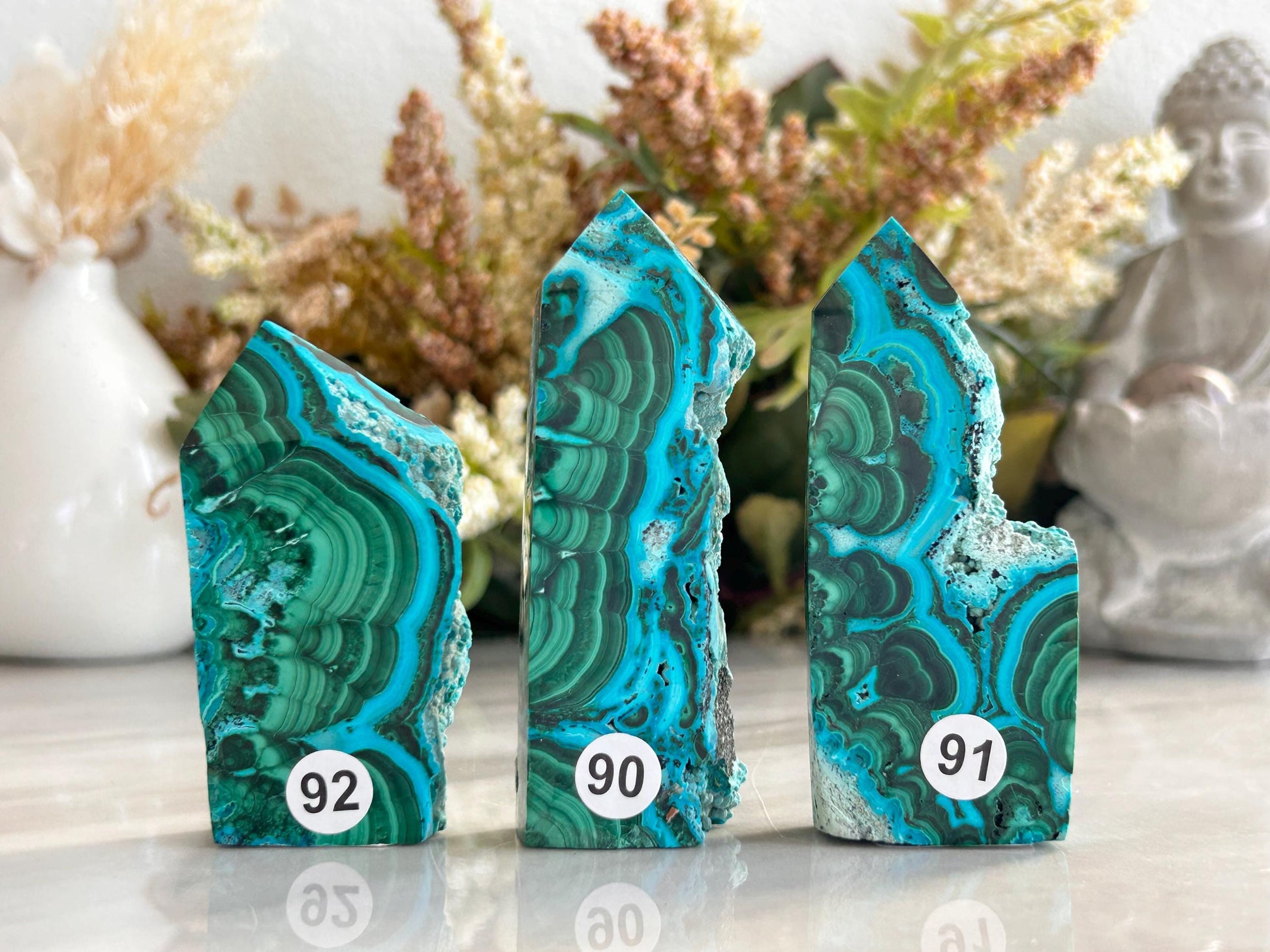 Chrysocolla Malachite Towers | Chrysocolla with Malachite Half Raw Half Polished | Chrysocolla Raw Edge Tower | Crystal Tower | Crystal Gift