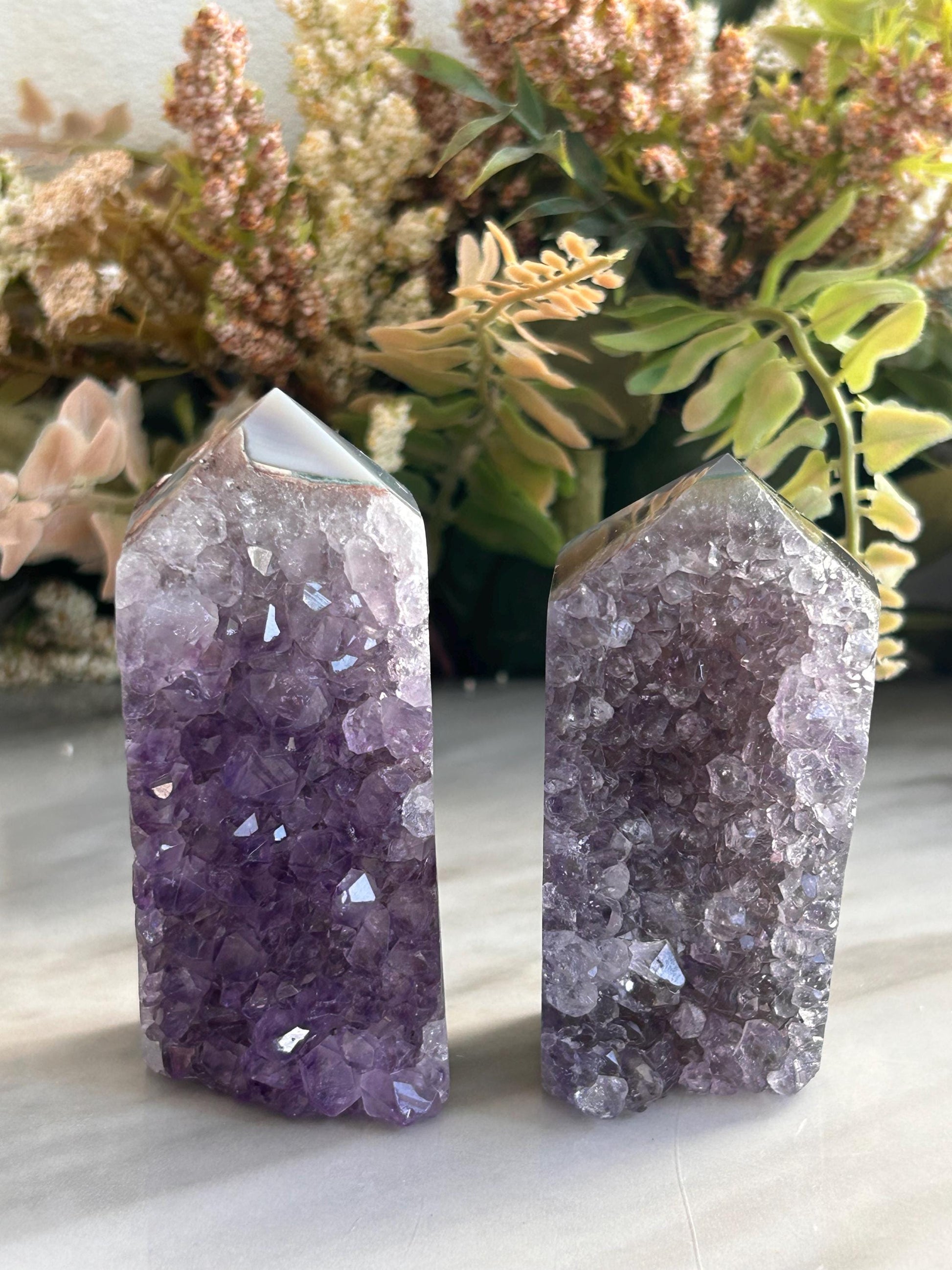 Amethyst Geode From Uruguay | Amethyst Cathedral | Amethyst Cluster Tower | Healing Crystal | Home Decor | Crystal Gift | Blue Agate-Cluster/Geode Towers-amethyst, quartz