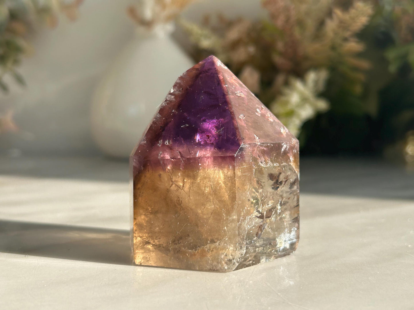 AAA Quality Dream Coat Ametrine Tower | Amethyst from Brazil | Amethyst Citrine Tower | Crystal Gift | Home Decor | Natural Healing Crystal-Crystal Towers-citrine, amethyst