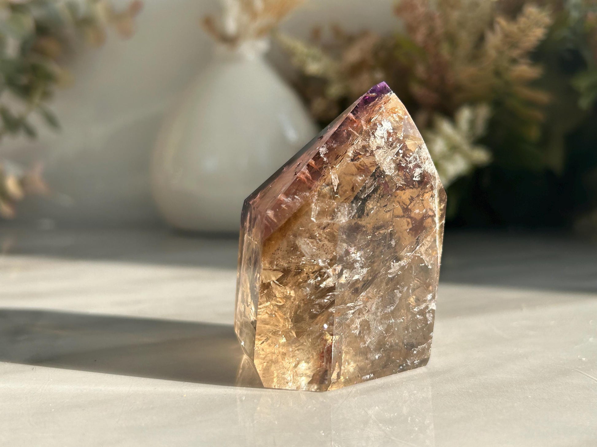 AAA Quality Dream Coat Ametrine Tower | Amethyst from Brazil | Amethyst Citrine Tower | Crystal Gift | Home Decor | Natural Healing Crystal-Crystal Towers-citrine, amethyst