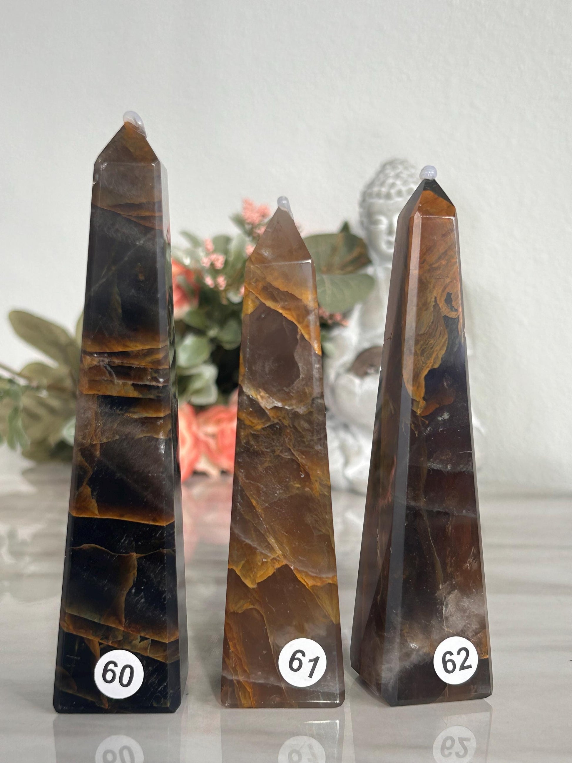 High Grade Dark Smokey Golden Healer Quartz Tower From Brazil | Golden Hematoid Quartz Point | Solar Plexus Chakra | Natural Healing Crystal