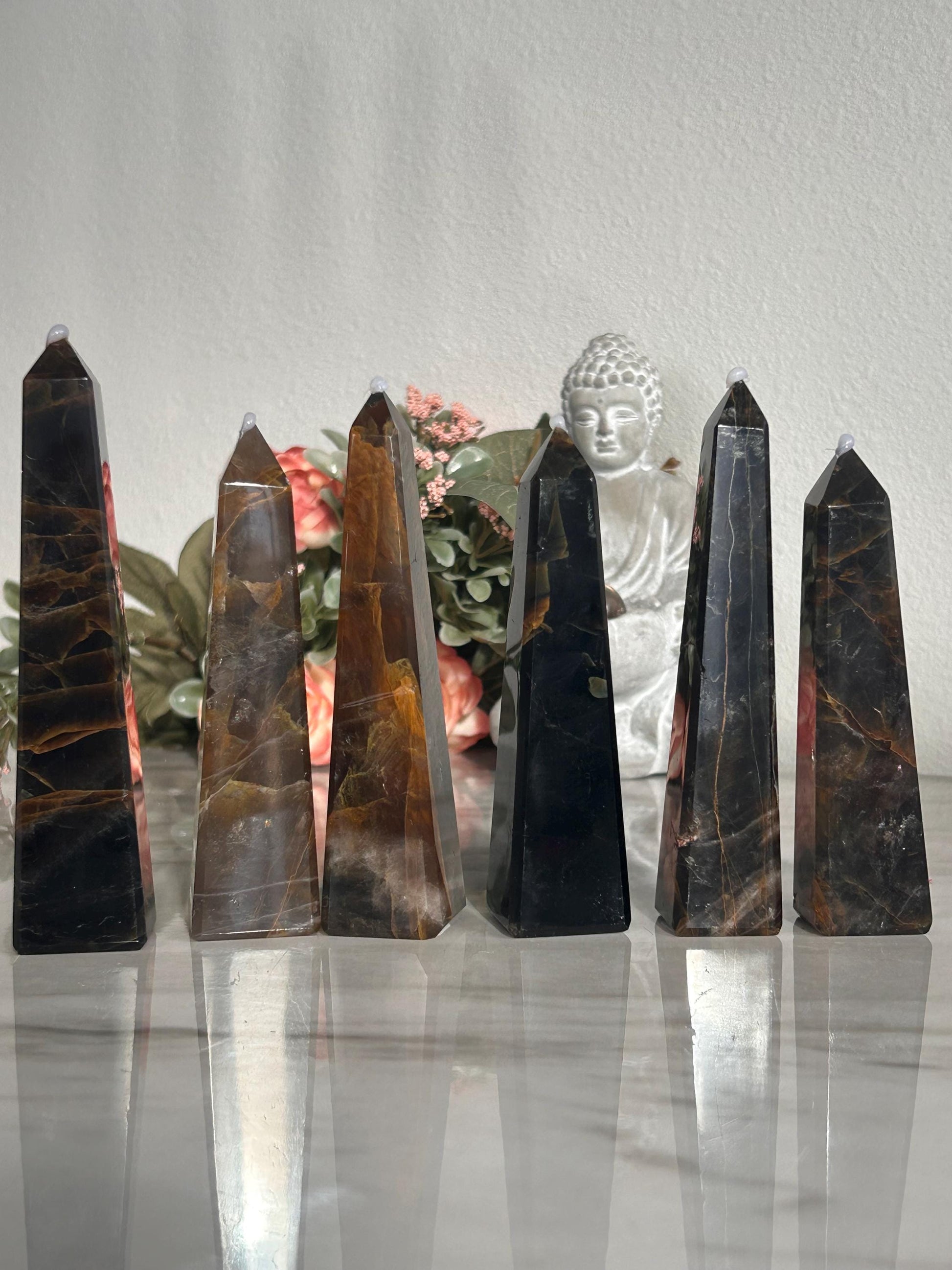 High Grade Dark Smokey Golden Healer Quartz Tower From Brazil | Golden Hematoid Quartz Point | Solar Plexus Chakra | Natural Healing Crystal