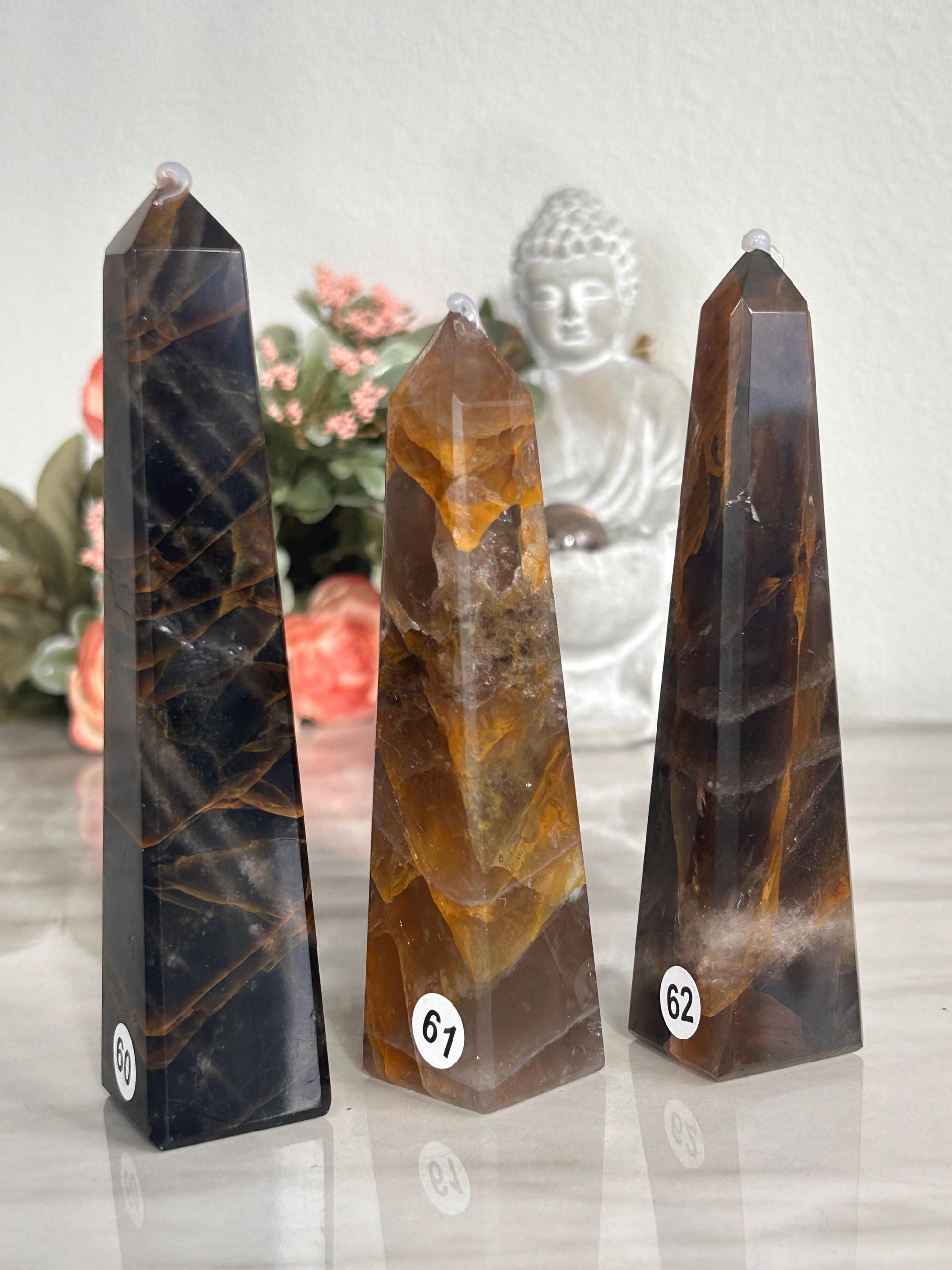 High Grade Dark Smokey Golden Healer Quartz Tower From Brazil | Golden Hematoid Quartz Point | Solar Plexus Chakra | Natural Healing Crystal