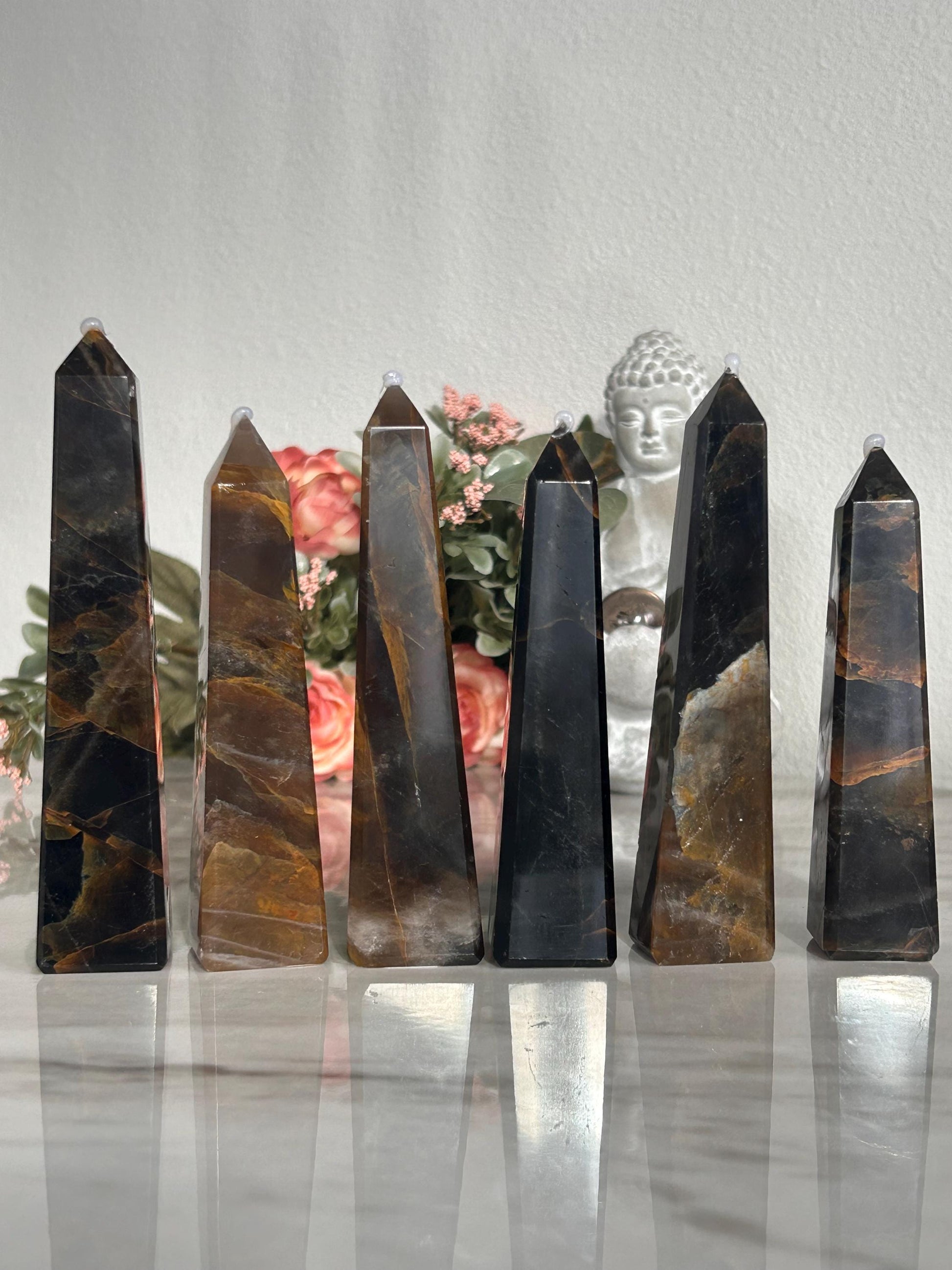 High Grade Dark Smokey Golden Healer Quartz Tower From Brazil | Golden Hematoid Quartz Point | Solar Plexus Chakra | Natural Healing Crystal