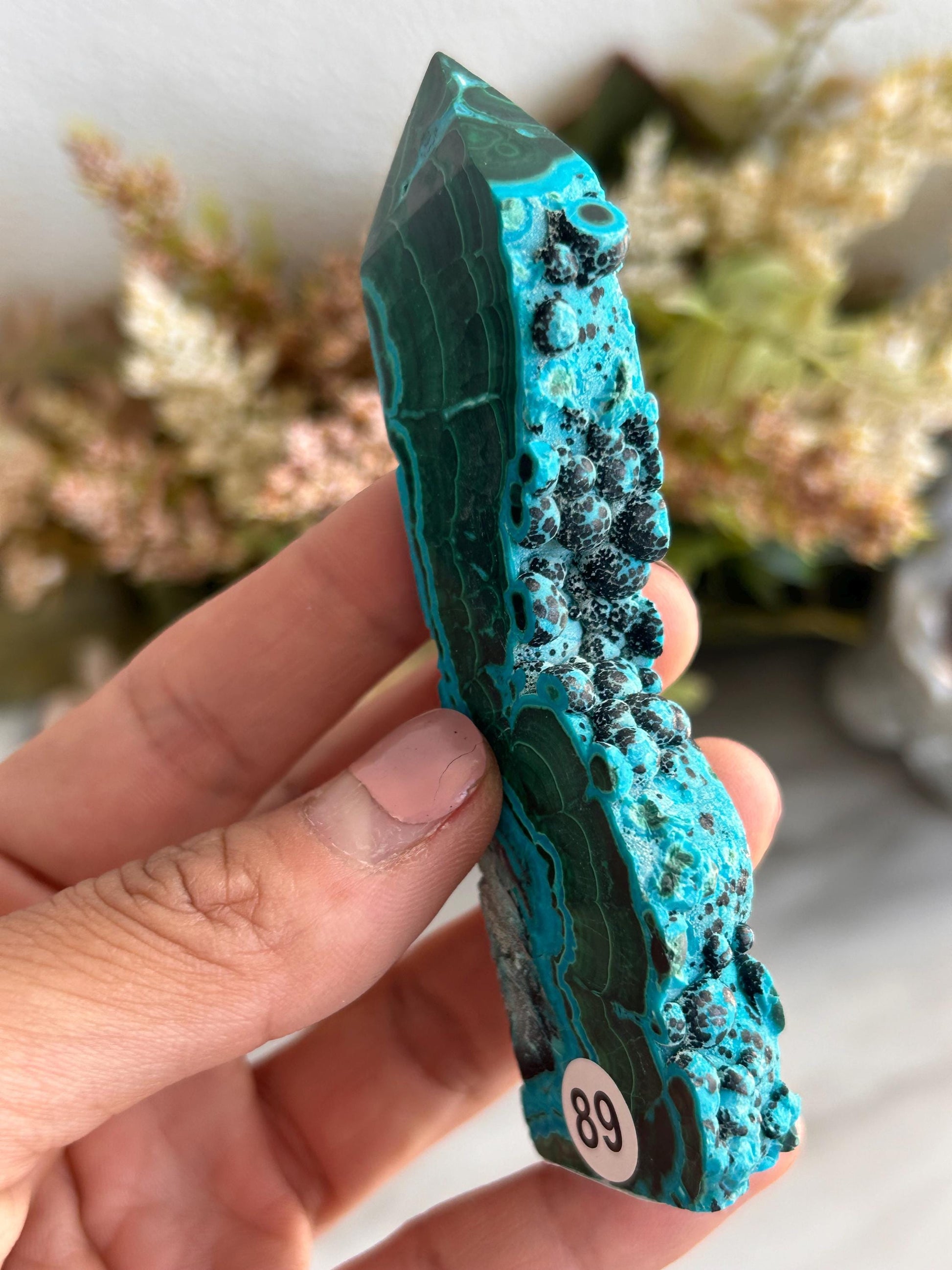 Chrysocolla Malachite Towers | Chrysocolla with Malachite Half Raw Half Polished | Chrysocolla Raw Edge Tower | Crystal Tower | Crystal Gift