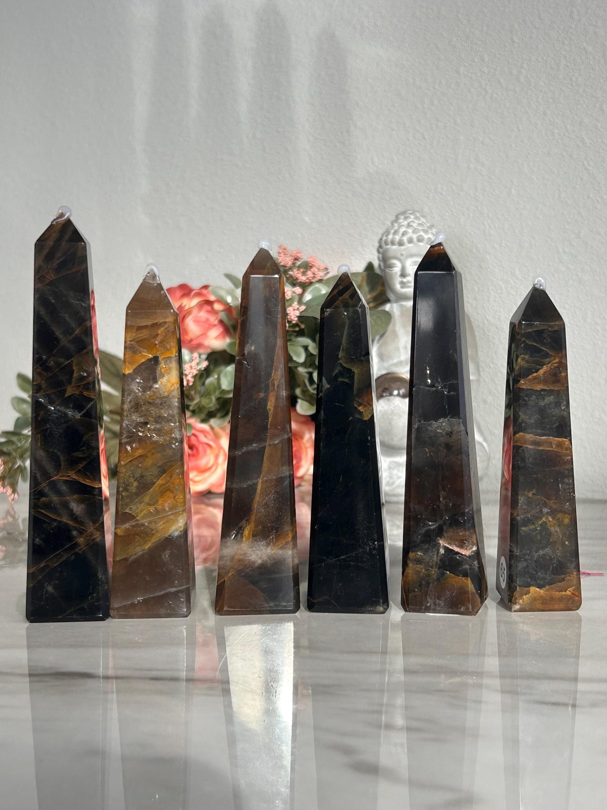 High Grade Dark Smokey Golden Healer Quartz Tower From Brazil | Golden Hematoid Quartz Point | Solar Plexus Chakra | Natural Healing Crystal