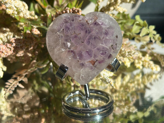 RARE Uruguay Sugar Rainbow Amethyst Heart | Uruguayan Amethyst | Rainbow Amethyst | Amethyst Heart Geode | Crystal Heart | Cluster Heart-Crystal Hearts-rainbow amethyst