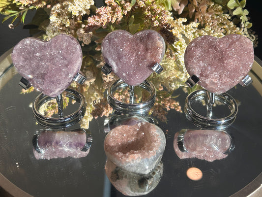 RARE Uruguay Sugar Rainbow Amethyst Heart | Uruguayan Amethyst | Rainbow Amethyst | Amethyst Heart Geode | Crystal Heart | Cluster Heart-Crystal Hearts-rainbow amethyst