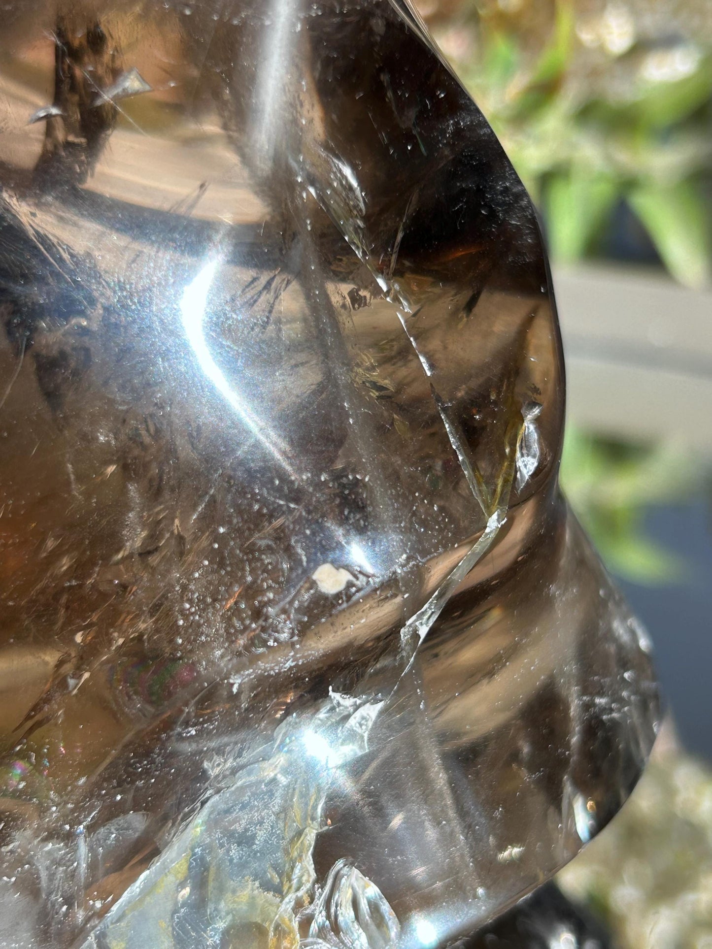 Natural Crystal Smokey Quartz Flame With Rainbow | Natural Healing Crystal | Twisty Flame Crystal | Home Decor-Crystal Flames-Smokey Quartz