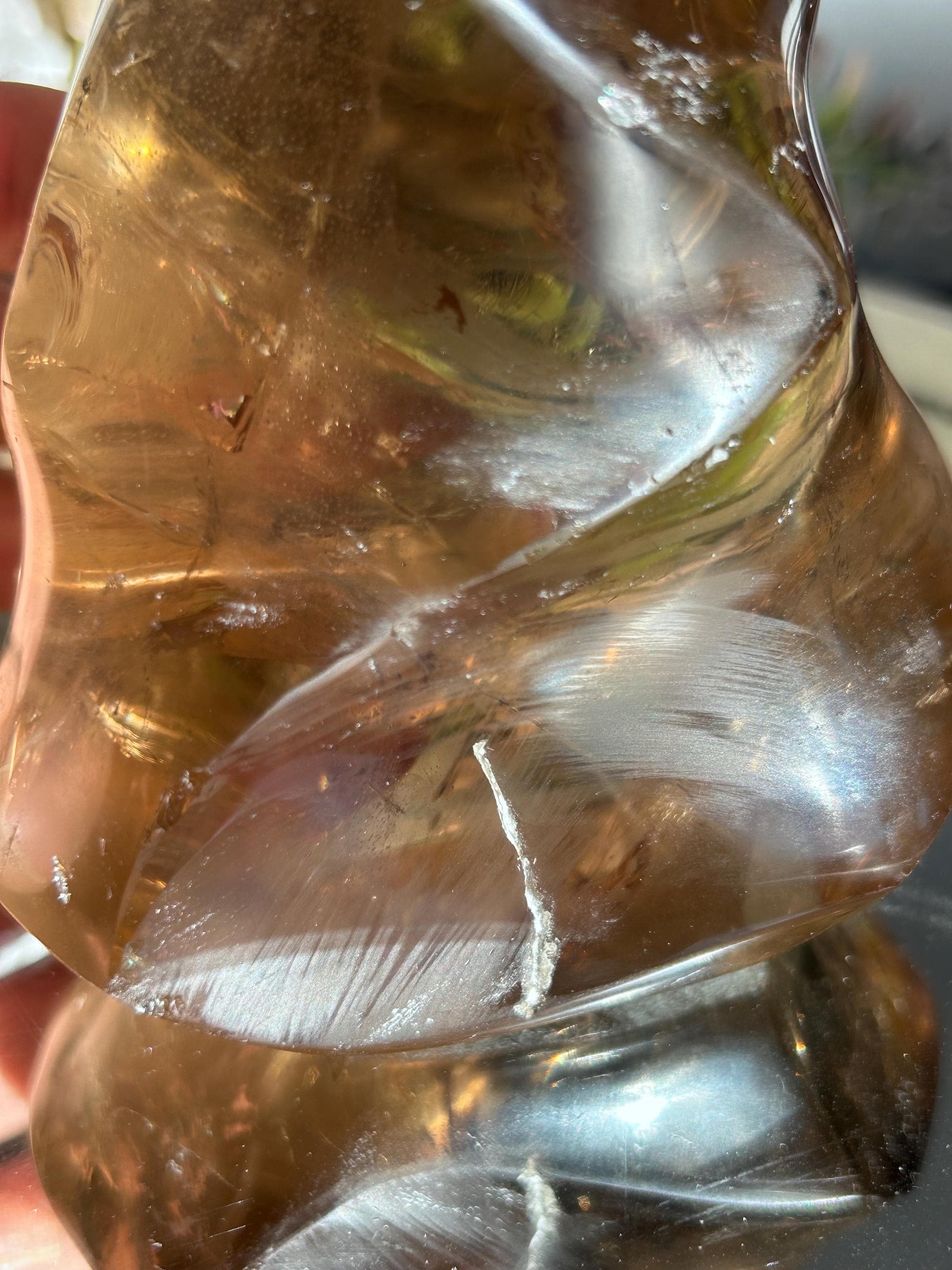 Natural Crystal Smokey Quartz Flame With Rainbow | Natural Healing Crystal | Twisty Flame Crystal | Home Decor-Crystal Flames-Smokey Quartz