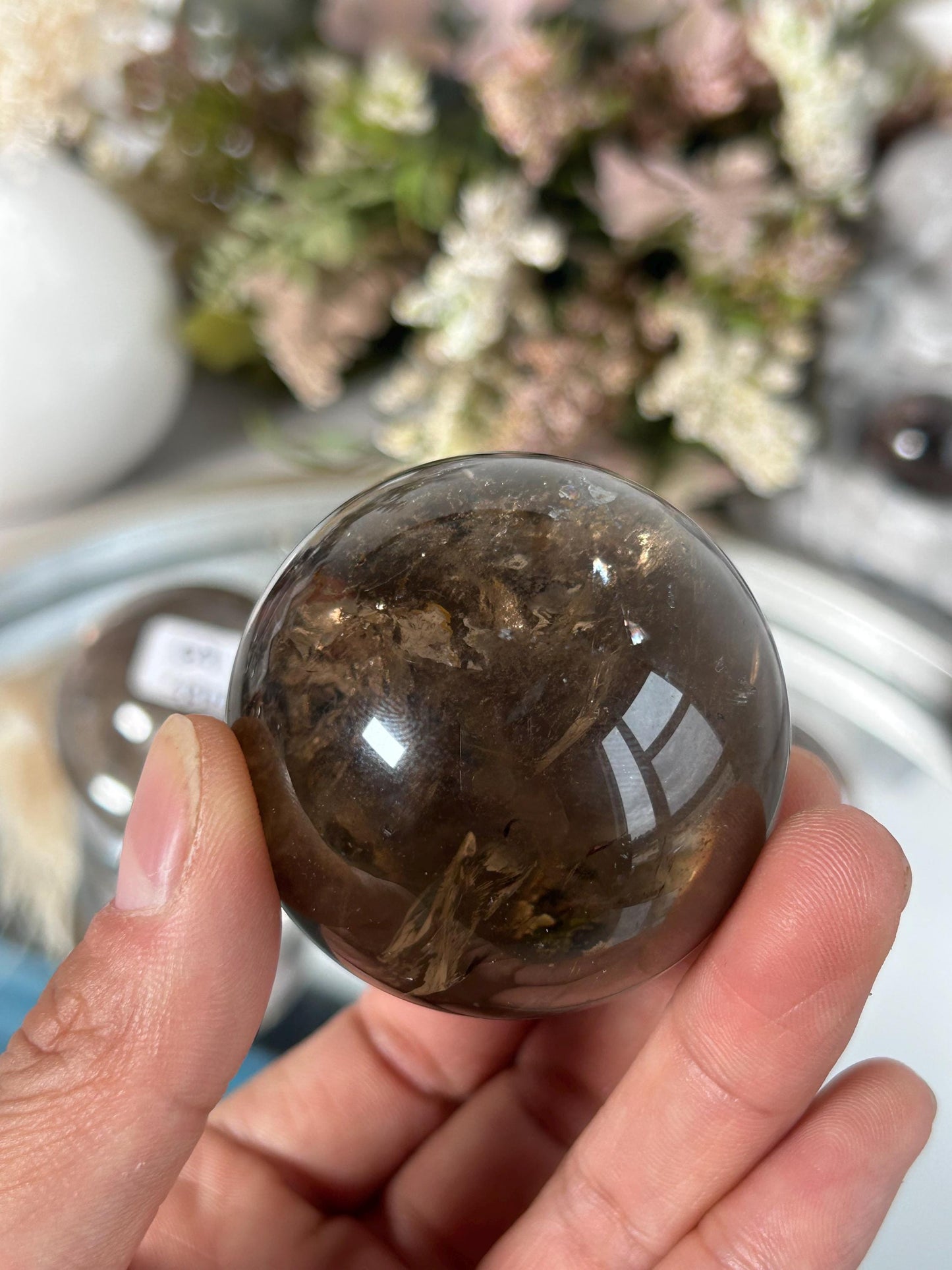 High Quality Clear Quartz & Smokey Sphere with Rainbows | Genuine Crystal | Clarity | Master Healer | Crystal Sphere | Crystal Gift-Crystal Spheres-Clear Quartz, smokey quartz