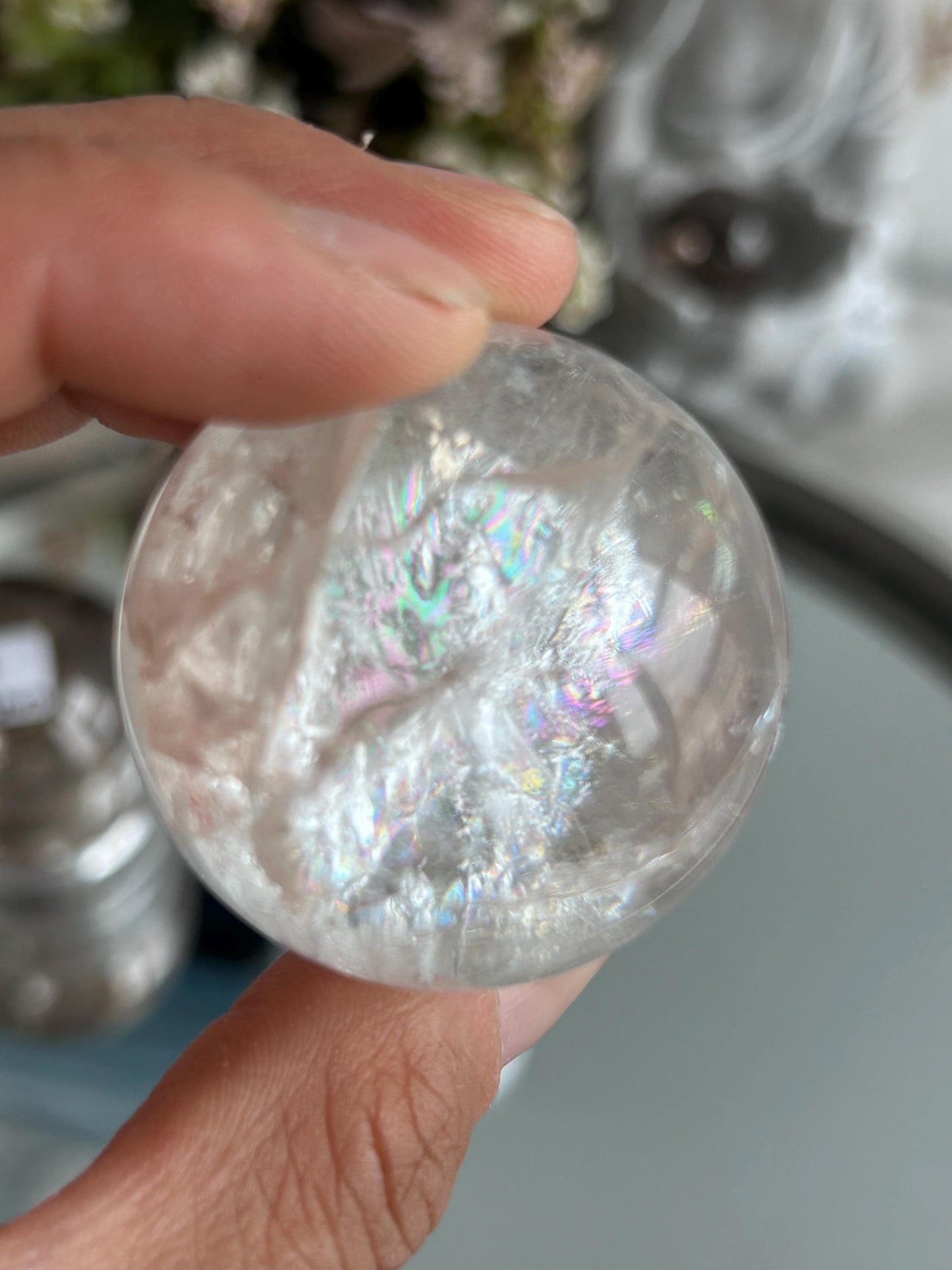 High Quality Clear Quartz & Smokey Sphere with Rainbows | Genuine Crystal | Clarity | Master Healer | Crystal Sphere | Crystal Gift-Crystal Spheres-Clear Quartz, smokey quartz
