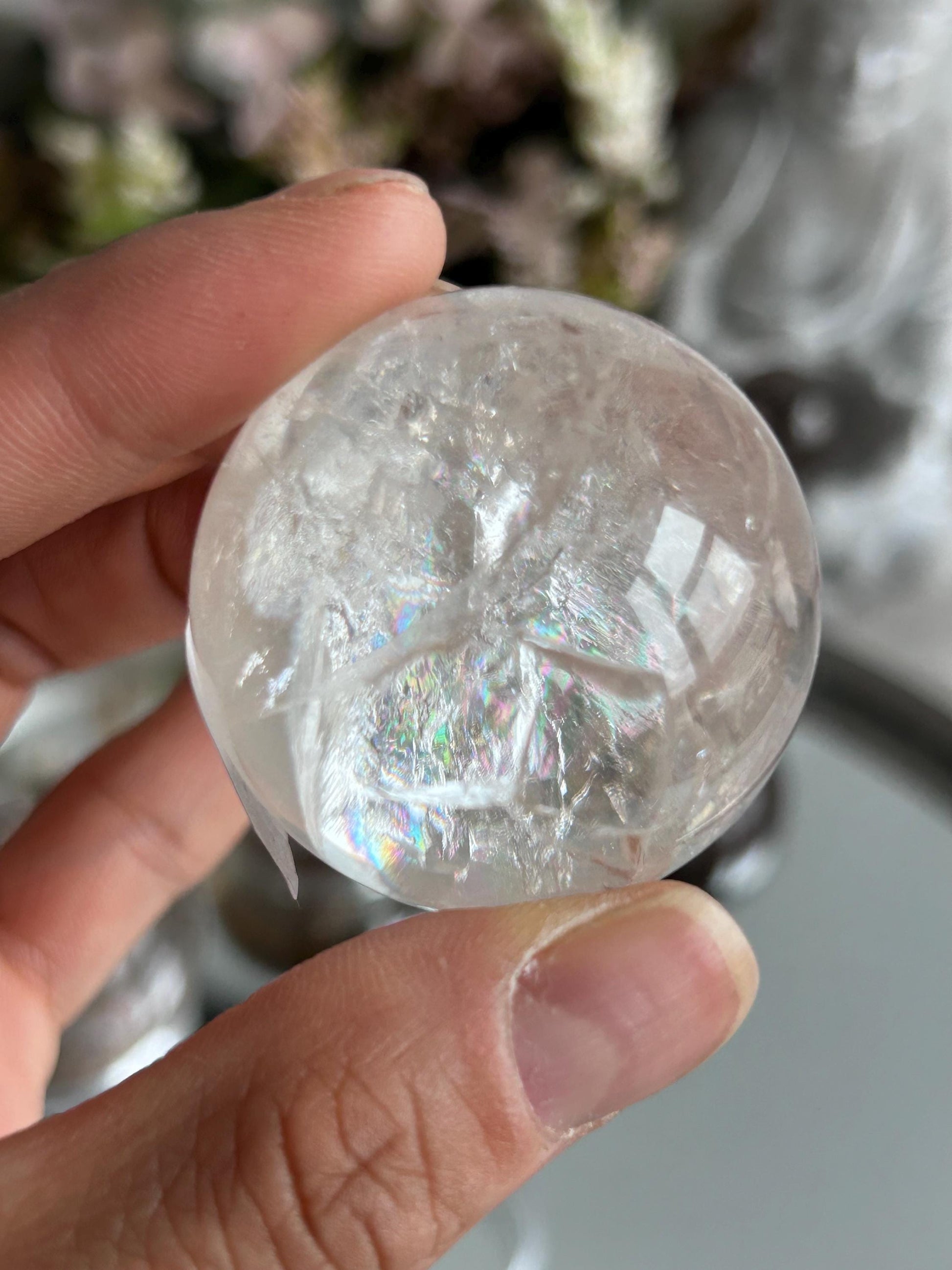 High Quality Clear Quartz & Smokey Sphere with Rainbows | Genuine Crystal | Clarity | Master Healer | Crystal Sphere | Crystal Gift-Crystal Spheres-Clear Quartz, smokey quartz