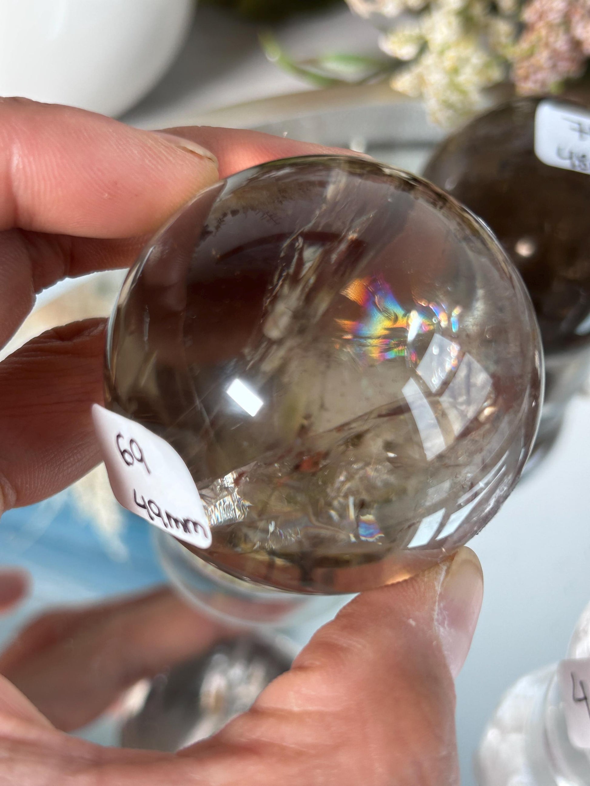 High Quality Clear Quartz & Smokey Sphere with Rainbows | Genuine Crystal | Clarity | Master Healer | Crystal Sphere | Crystal Gift-Crystal Spheres-Clear Quartz, smokey quartz