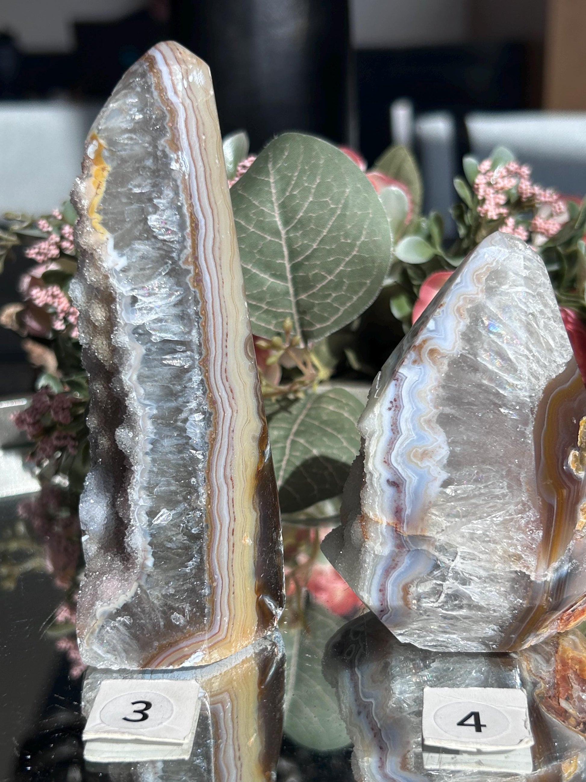 Colorful Druzy Agate Diamond-Cluster/Geode Towers-quartz, agate