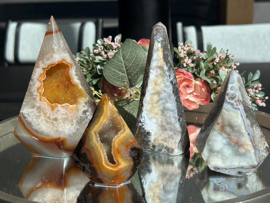 Colorful Druzy Agate Diamond-Cluster/Geode Towers-quartz, agate