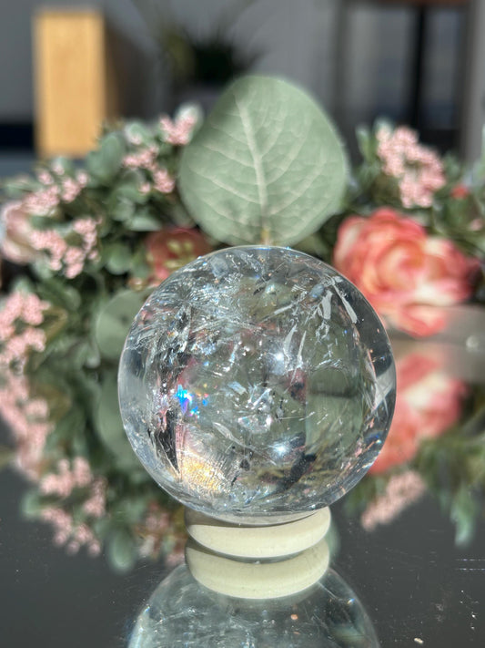 Rainbow Clear Quartz Sphere, Clear Quartz with Rainbows, Flashy Quartz, Crystal Sphere, Natural Healing Stone-Crystal Spheres-Clear quartz