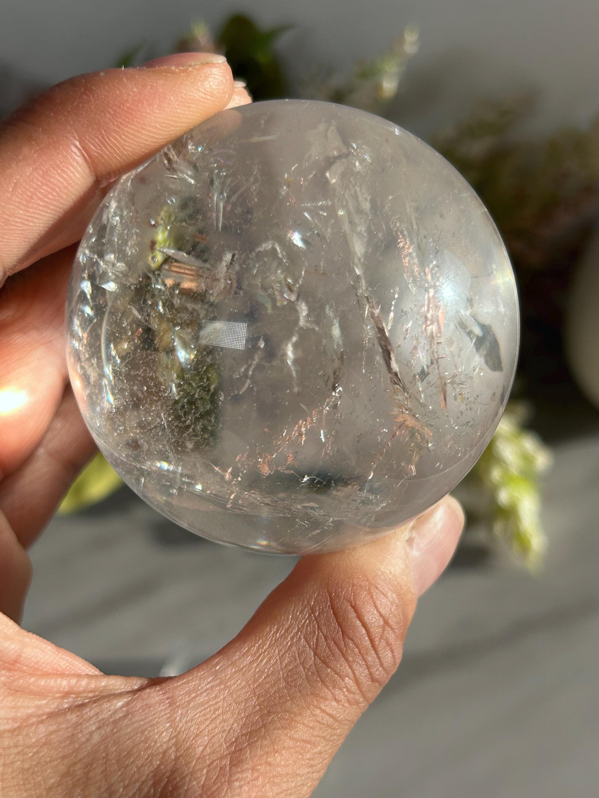 Rainbow Clear Quartz Sphere, Clear Quartz with Rainbows, Flashy Quartz, Crystal Sphere, Natural Healing Stone-Crystal Spheres-Clear quartz