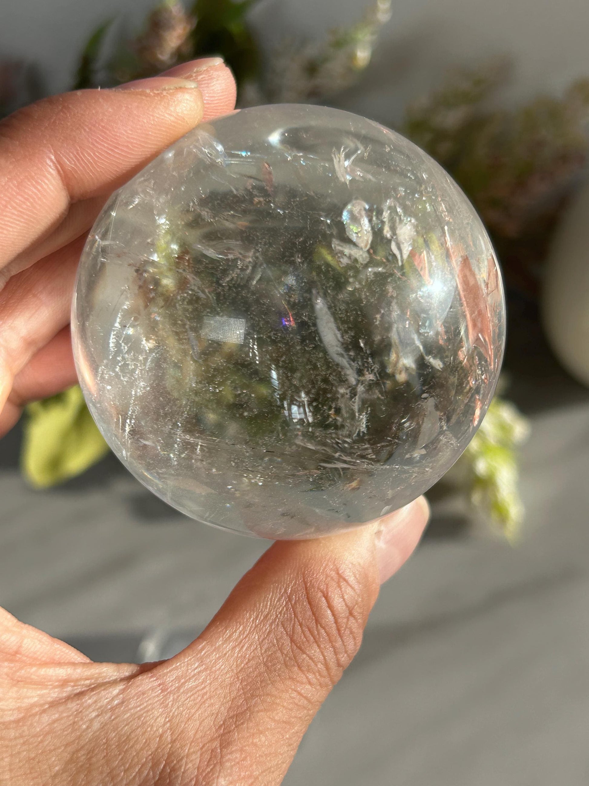 Rainbow Clear Quartz Sphere, Clear Quartz with Rainbows, Flashy Quartz, Crystal Sphere, Natural Healing Stone-Crystal Spheres-Clear quartz