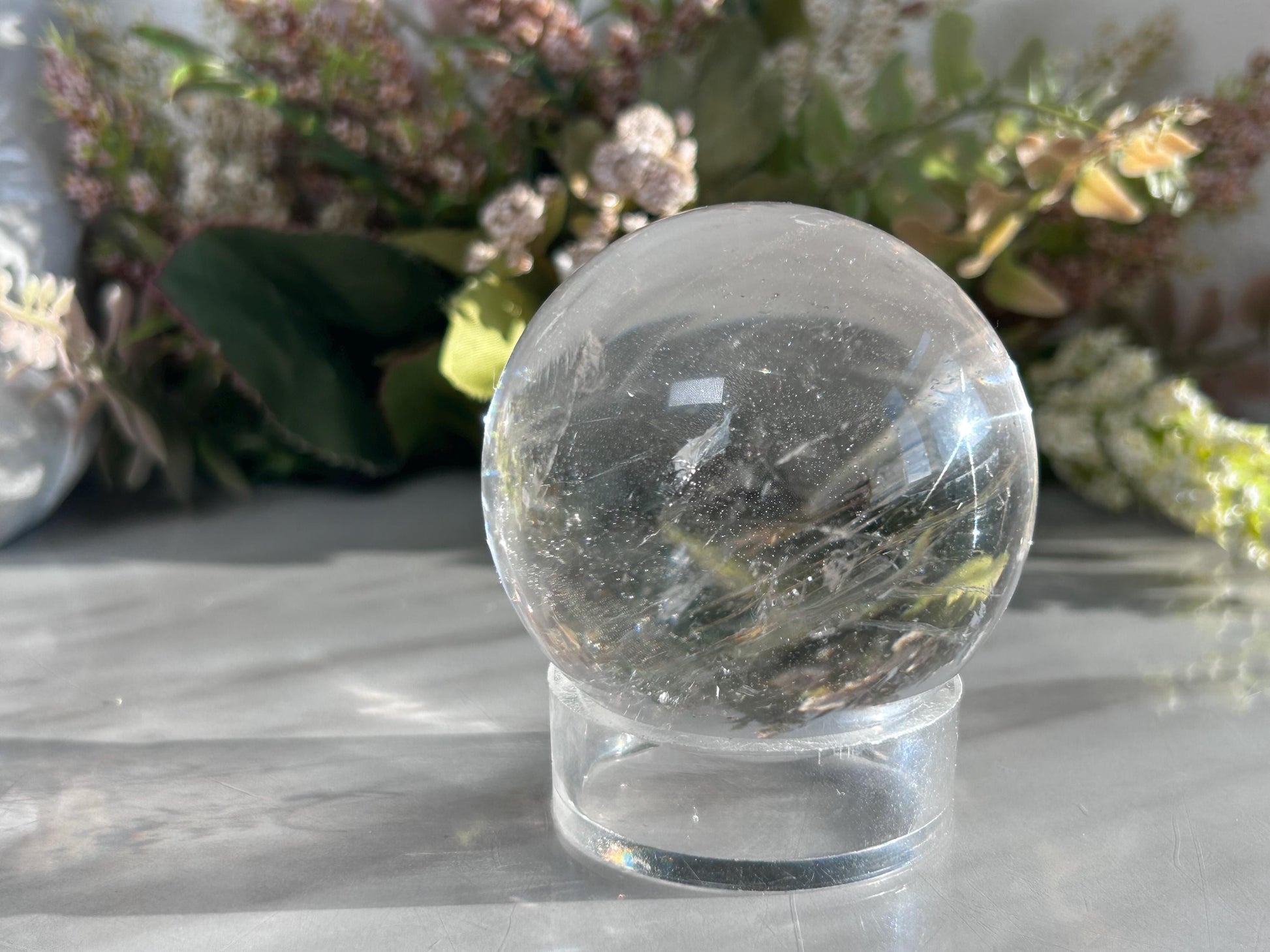 Rainbow Clear Quartz Sphere, Clear Quartz with Rainbows, Flashy Quartz, Crystal Sphere, Natural Healing Stone-Crystal Spheres-Clear quartz