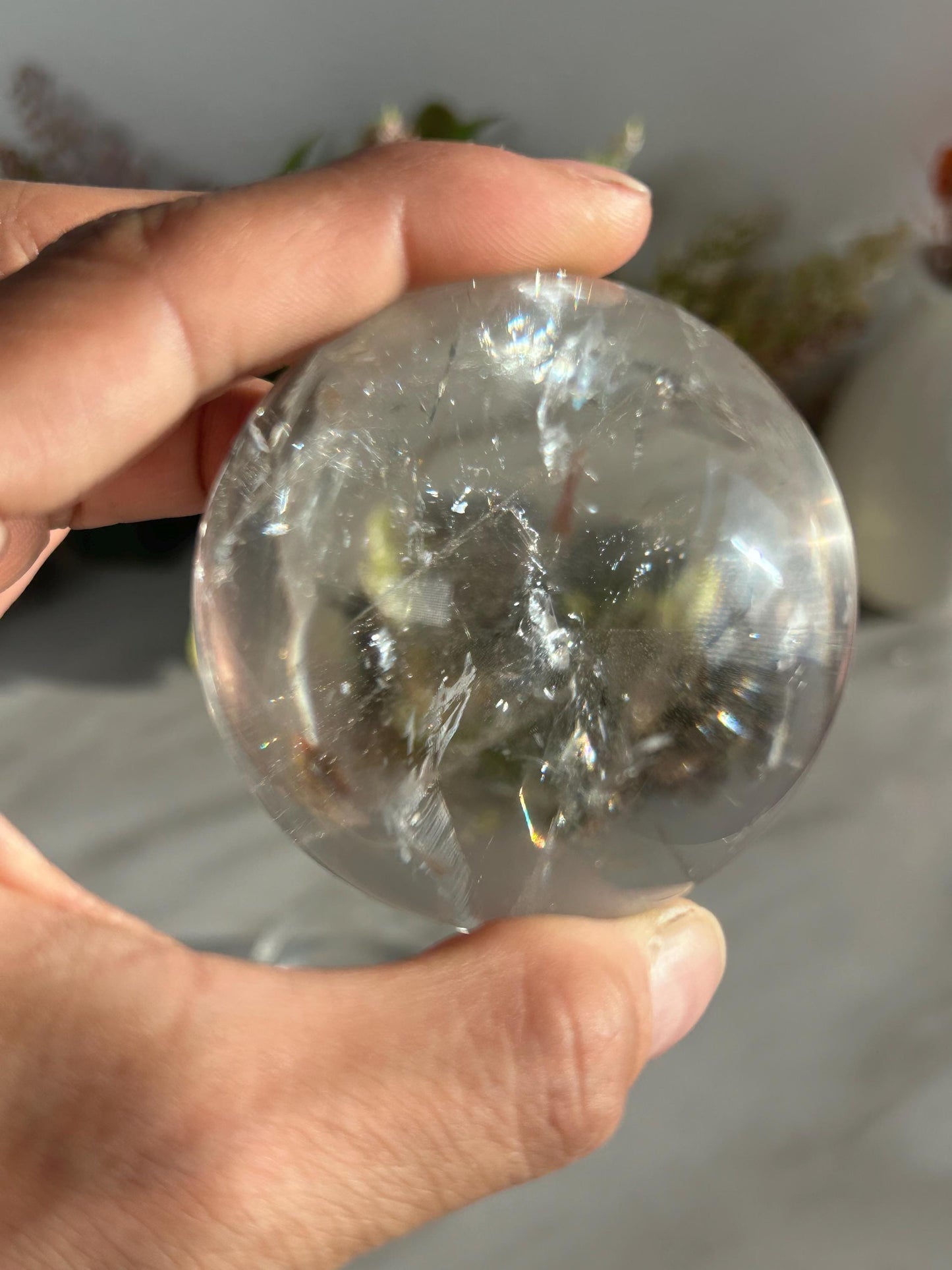 Rainbow Clear Quartz Sphere, Clear Quartz with Rainbows, Flashy Quartz, Crystal Sphere, Natural Healing Stone-Crystal Spheres-Clear quartz