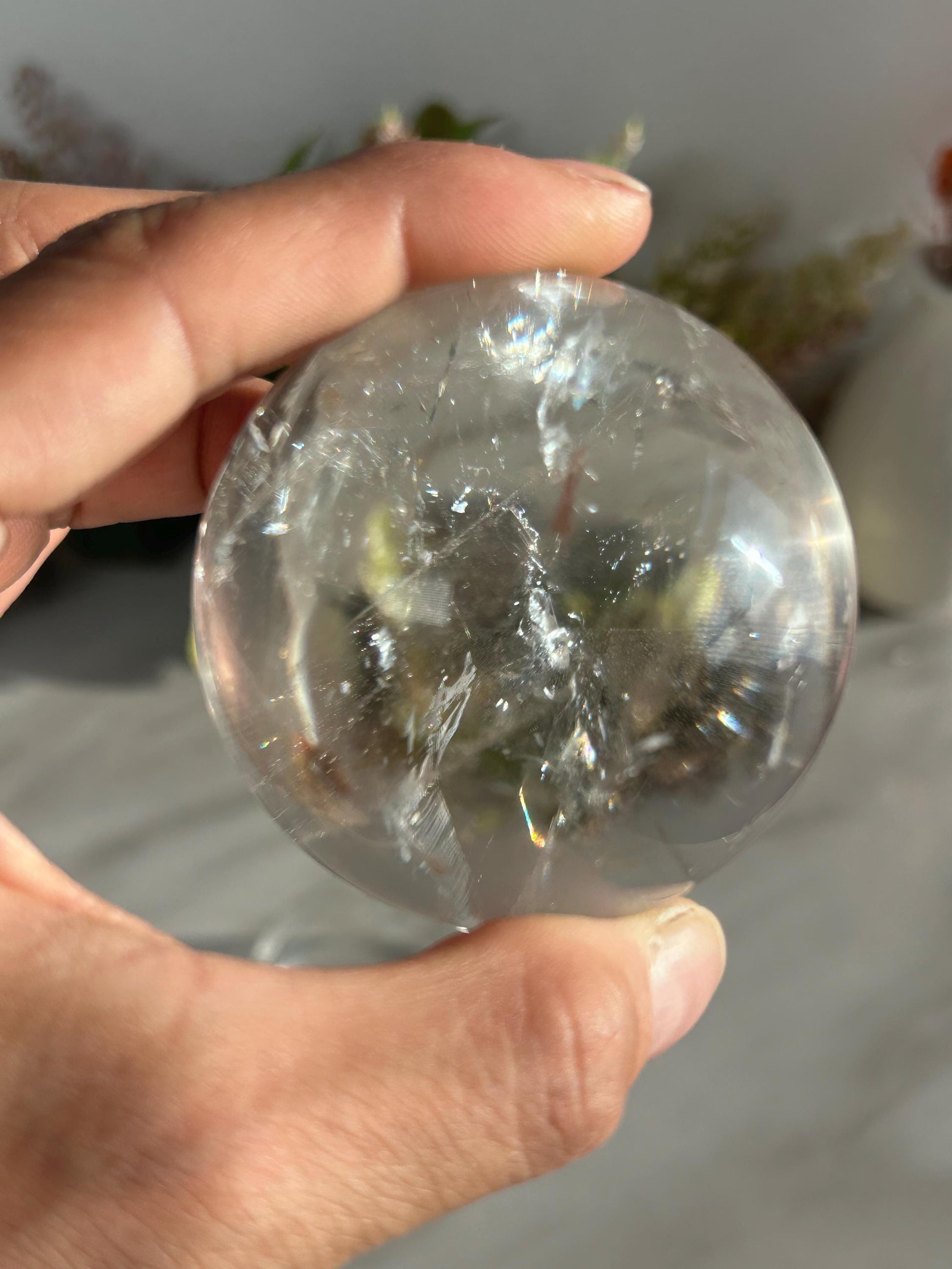 Rainbow Clear Quartz Sphere, Clear Quartz with Rainbows, Flashy Quartz, Crystal Sphere, Natural Healing Stone-Crystal Spheres-Clear quartz