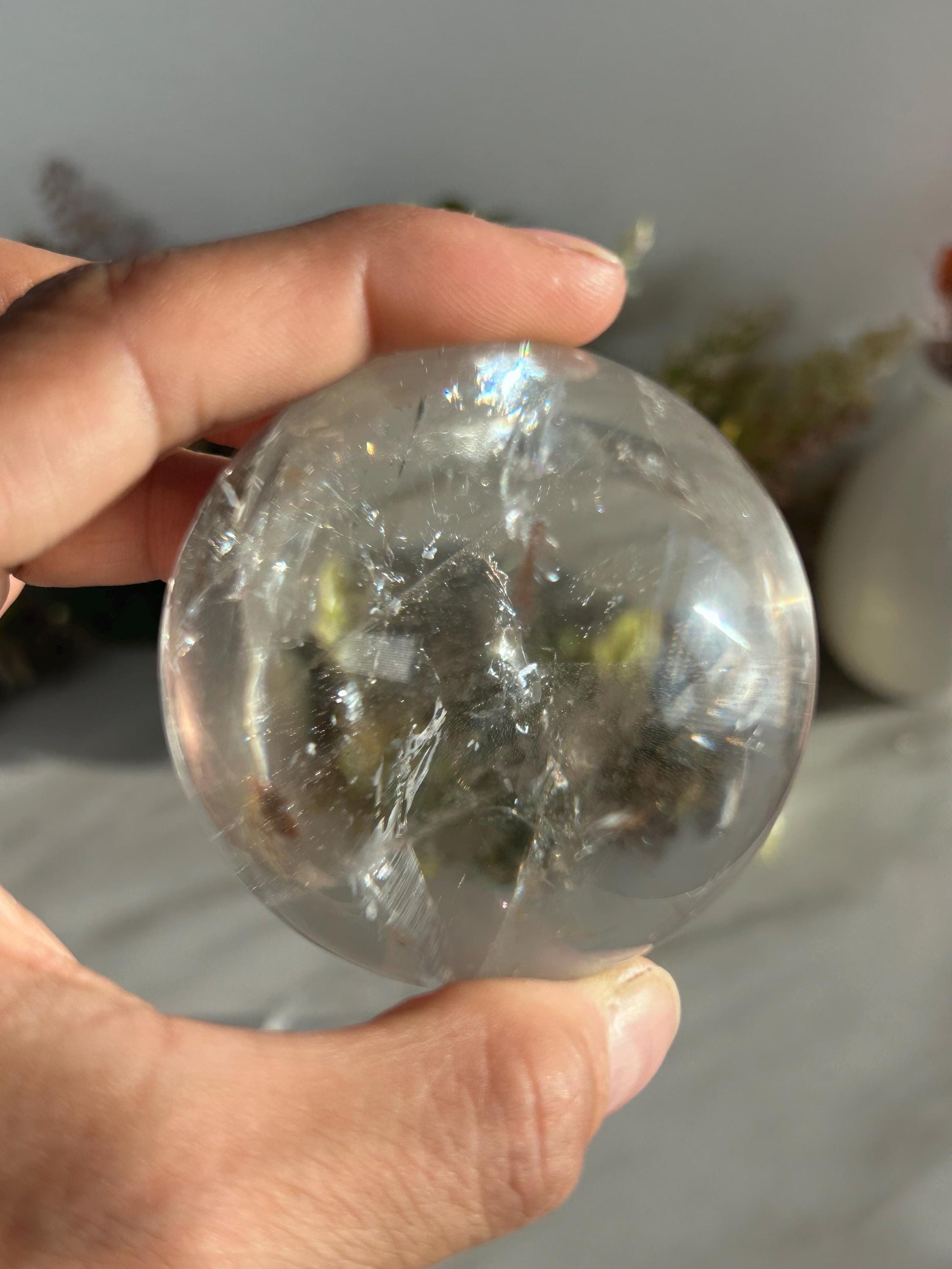 Rainbow Clear Quartz Sphere, Clear Quartz with Rainbows, Flashy Quartz, Crystal Sphere, Natural Healing Stone-Crystal Spheres-Clear quartz
