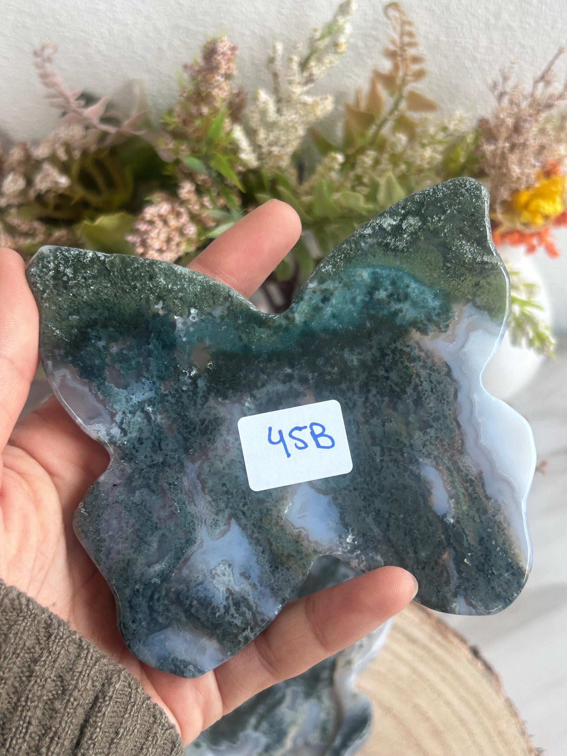 Beautiful Moss Agate Butterfly Bowl | Crystal Bowl | Moss Agate Butterfly | Crystal Gifts | Natural Healing Crystals | Moss Agate Dish-Bowls, Mini Dishes-Moss Agate