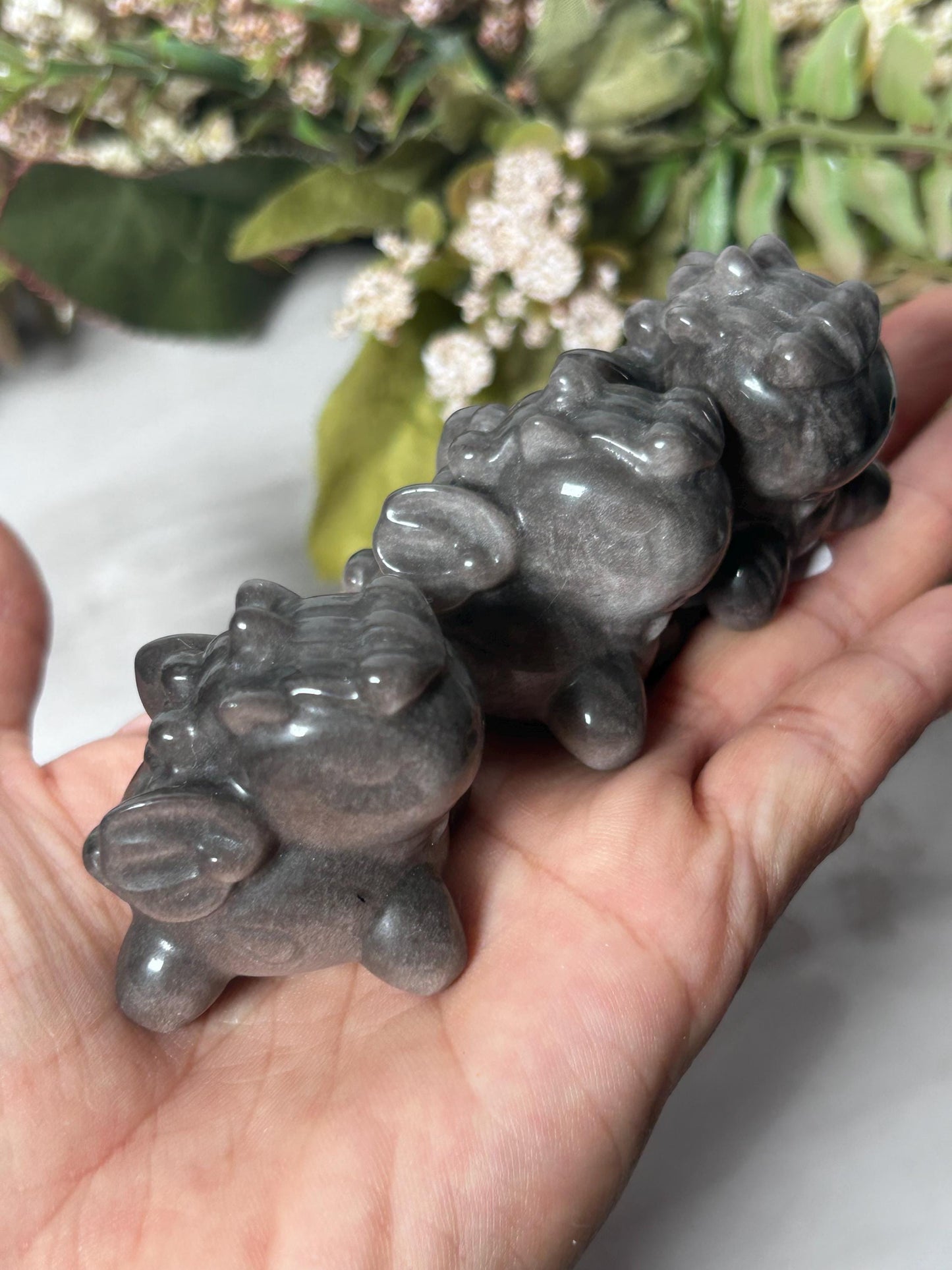 Silver Sheen Obsidian Pegasus | Baby Pegasus | Crystal Unicorn | Crystal Carving | Crystal Collectors | Crystal Lover | Crystal Gift-Crystal Carvings-silver sheen obsidian
