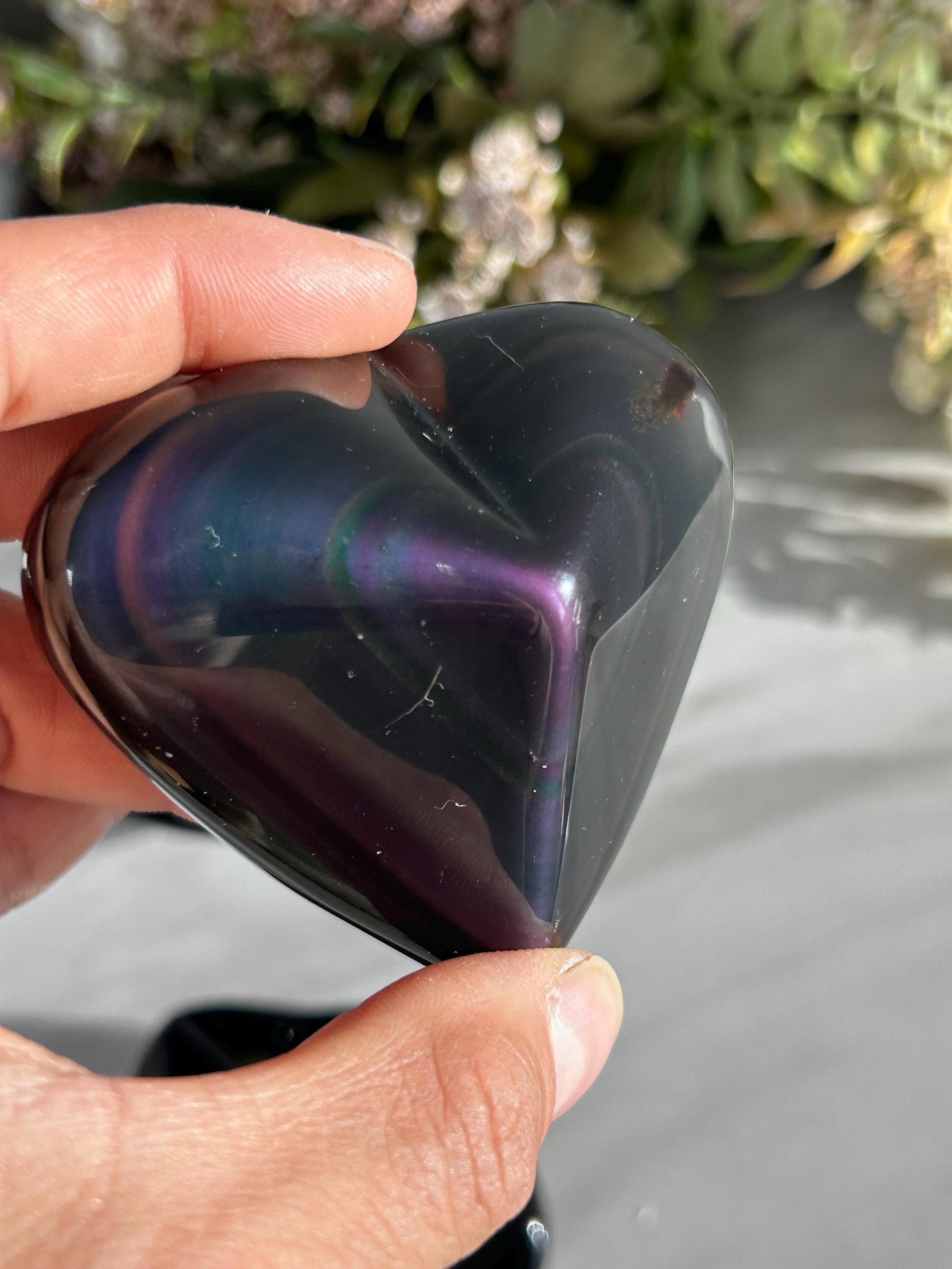 Rainbow Obsidian Heart | Rainbow Obsidian Star-Crystal Carvings-Rainbow Obsidian