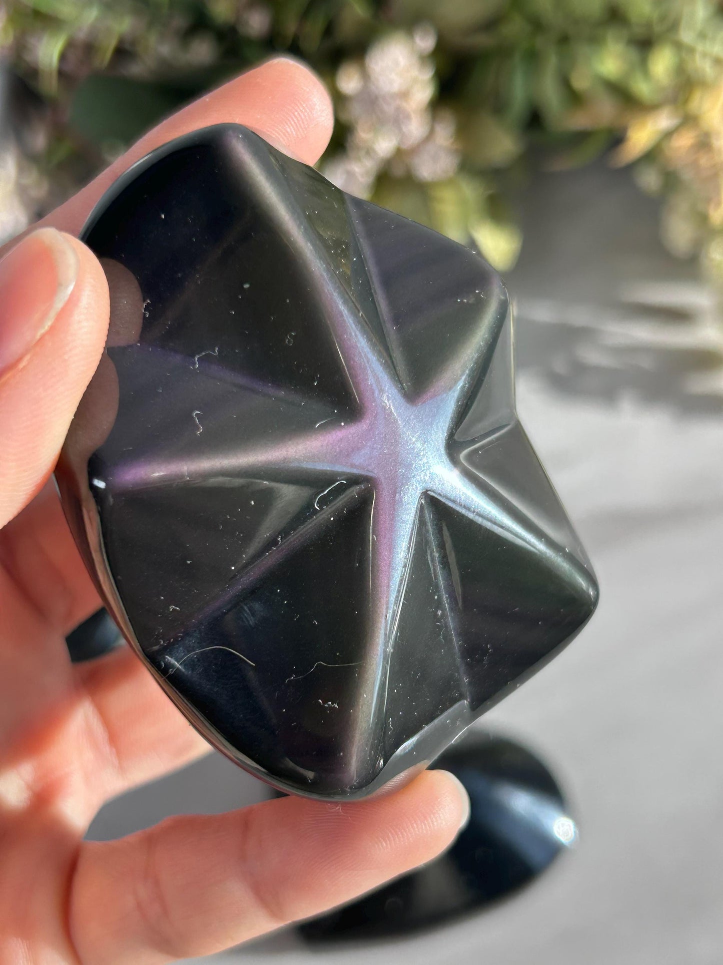 Rainbow Obsidian Heart | Rainbow Obsidian Star-Crystal Carvings-Rainbow Obsidian