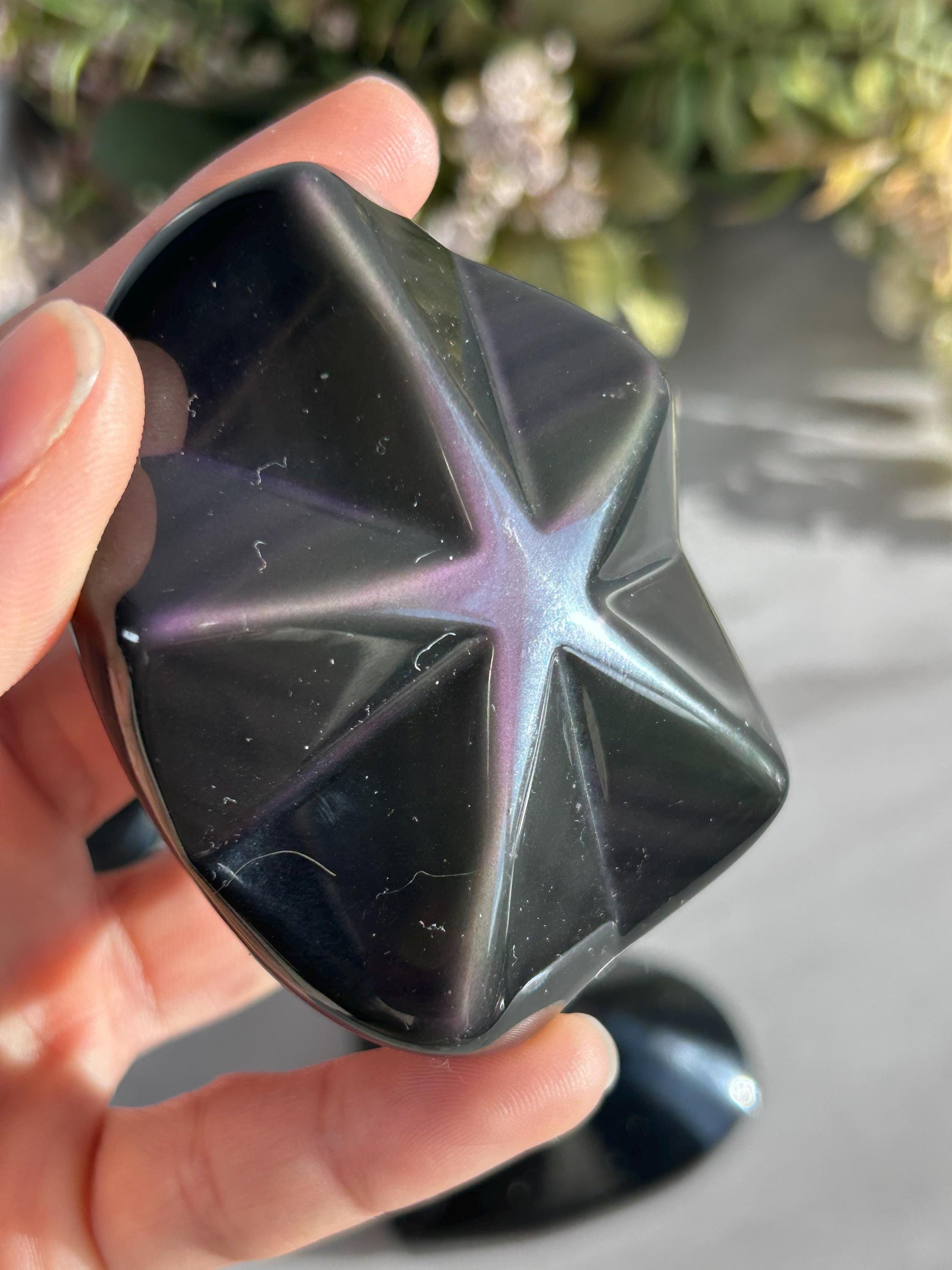 Rainbow Obsidian Heart | Rainbow Obsidian Star-Crystal Carvings-Rainbow Obsidian