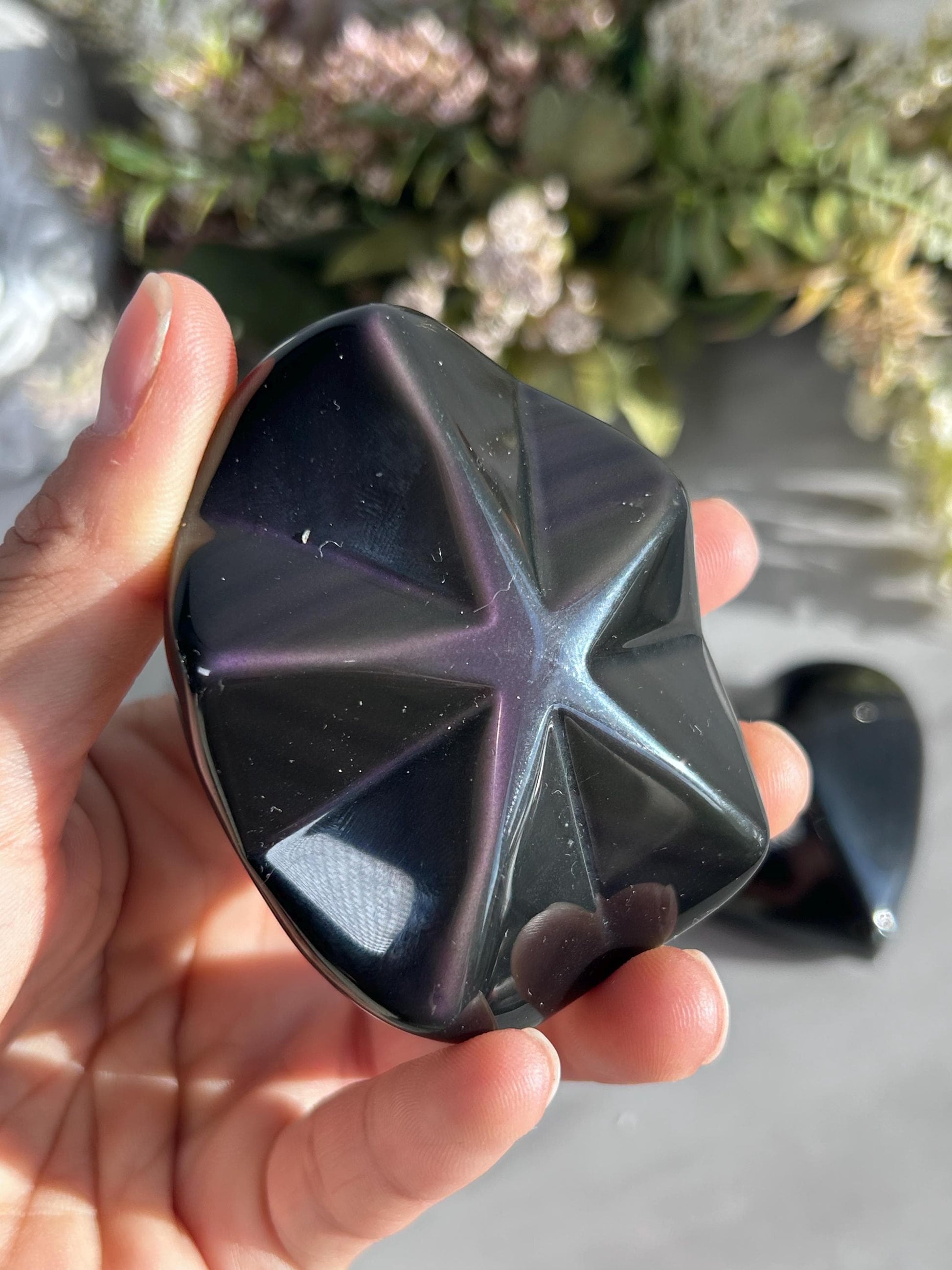 Rainbow Obsidian Heart | Rainbow Obsidian Star-Crystal Carvings-Rainbow Obsidian