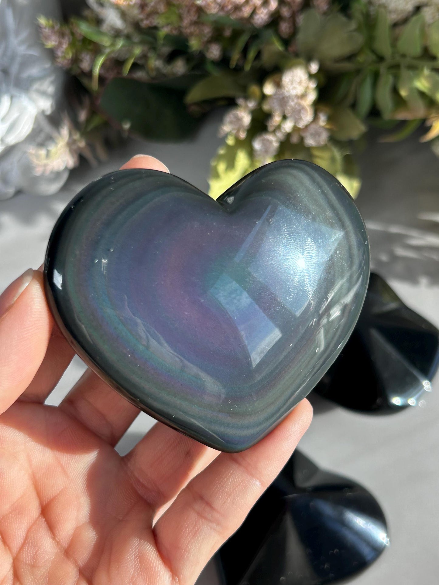 Rainbow Obsidian Heart | Rainbow Obsidian Star-Crystal Carvings-Rainbow Obsidian