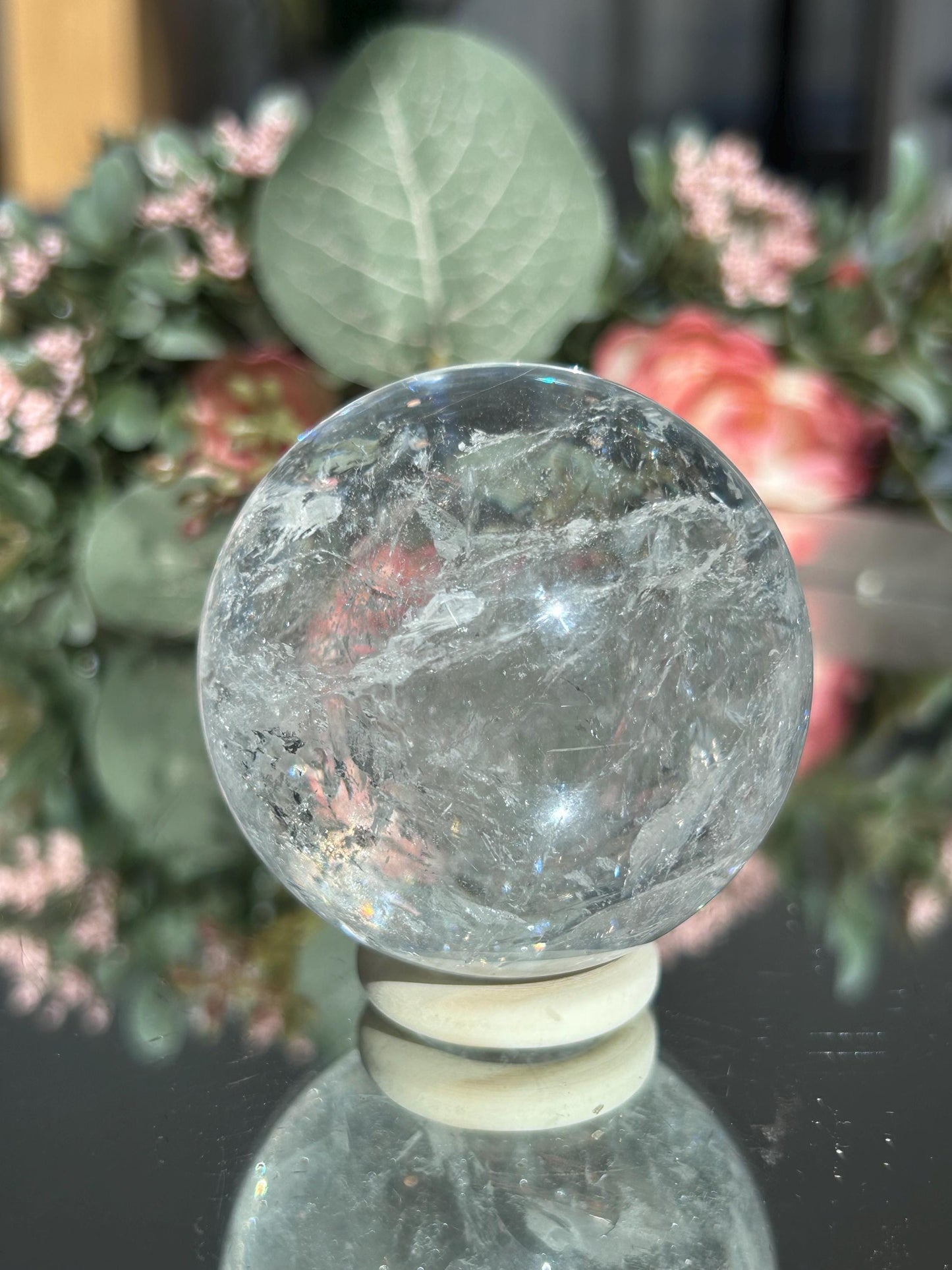 Rainbow Clear Quartz Sphere, Clear Quartz with Rainbows, Flashy Quartz, Crystal Sphere, Natural Healing Stone-Crystal Spheres-Clear quartz