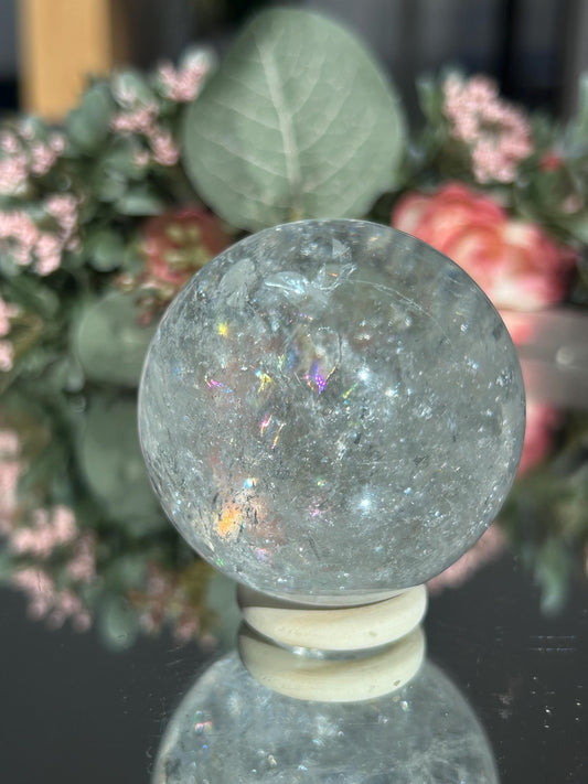 Rainbow Clear Quartz Sphere, Clear Quartz with Rainbows, Flashy Quartz, Crystal Sphere, Natural Healing Stone-Crystal Spheres-Clear quartz