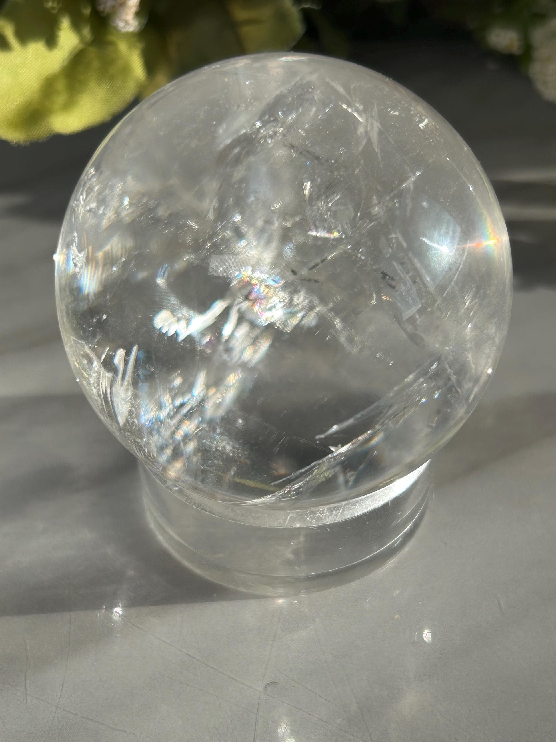 Rainbow Clear Quartz Sphere, Clear Quartz with Rainbows, Flashy Quartz, Crystal Sphere, Natural Healing Stone-Crystal Spheres-Clear quartz