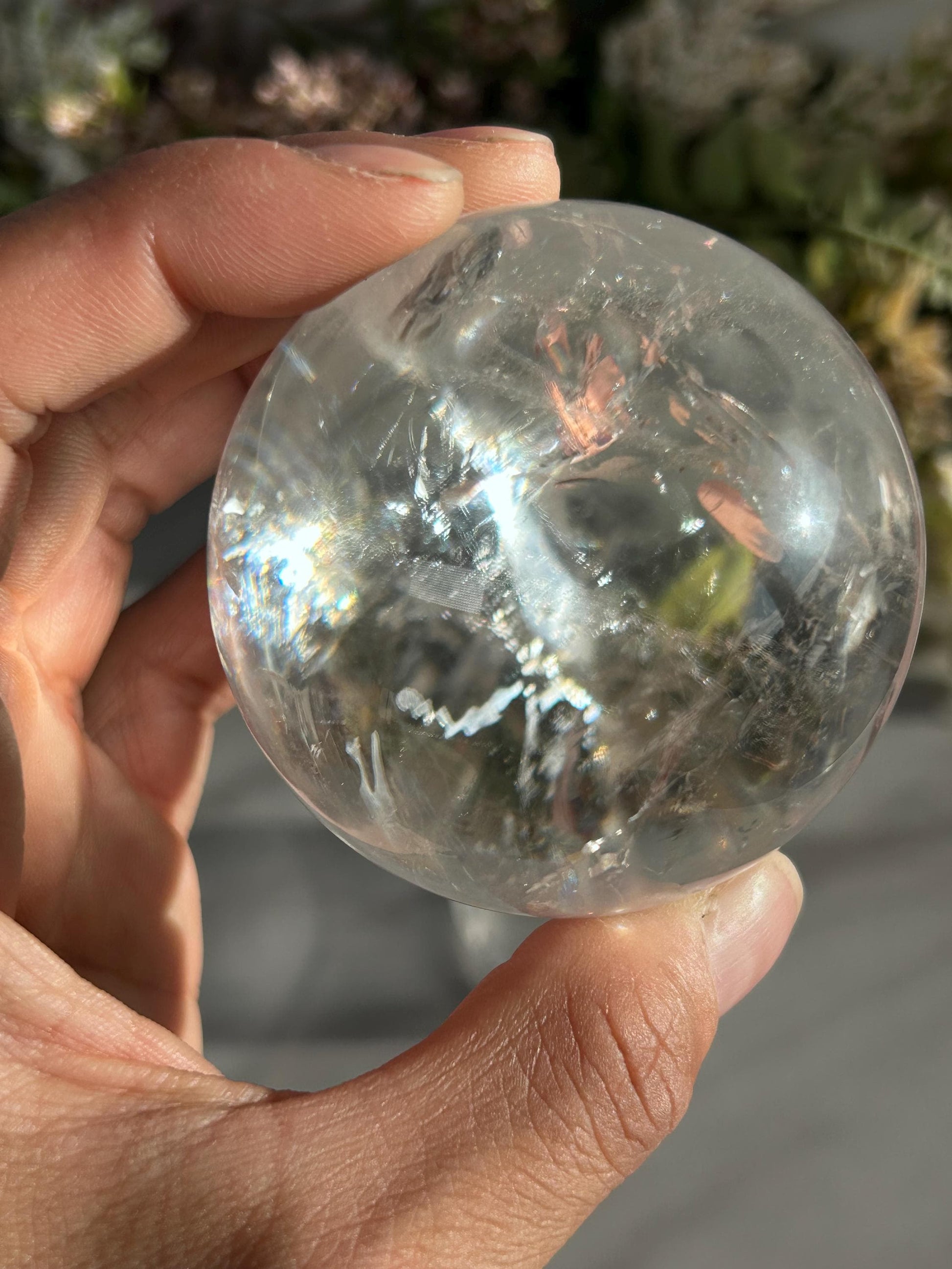 Rainbow Clear Quartz Sphere, Clear Quartz with Rainbows, Flashy Quartz, Crystal Sphere, Natural Healing Stone-Crystal Spheres-Clear quartz