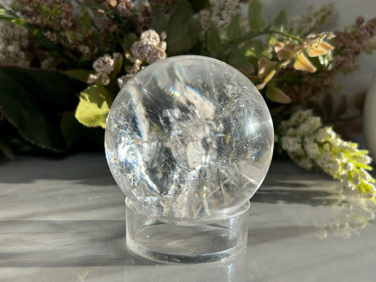Rainbow Clear Quartz Sphere, Clear Quartz with Rainbows, Flashy Quartz, Crystal Sphere, Natural Healing Stone-Crystal Spheres-Clear quartz