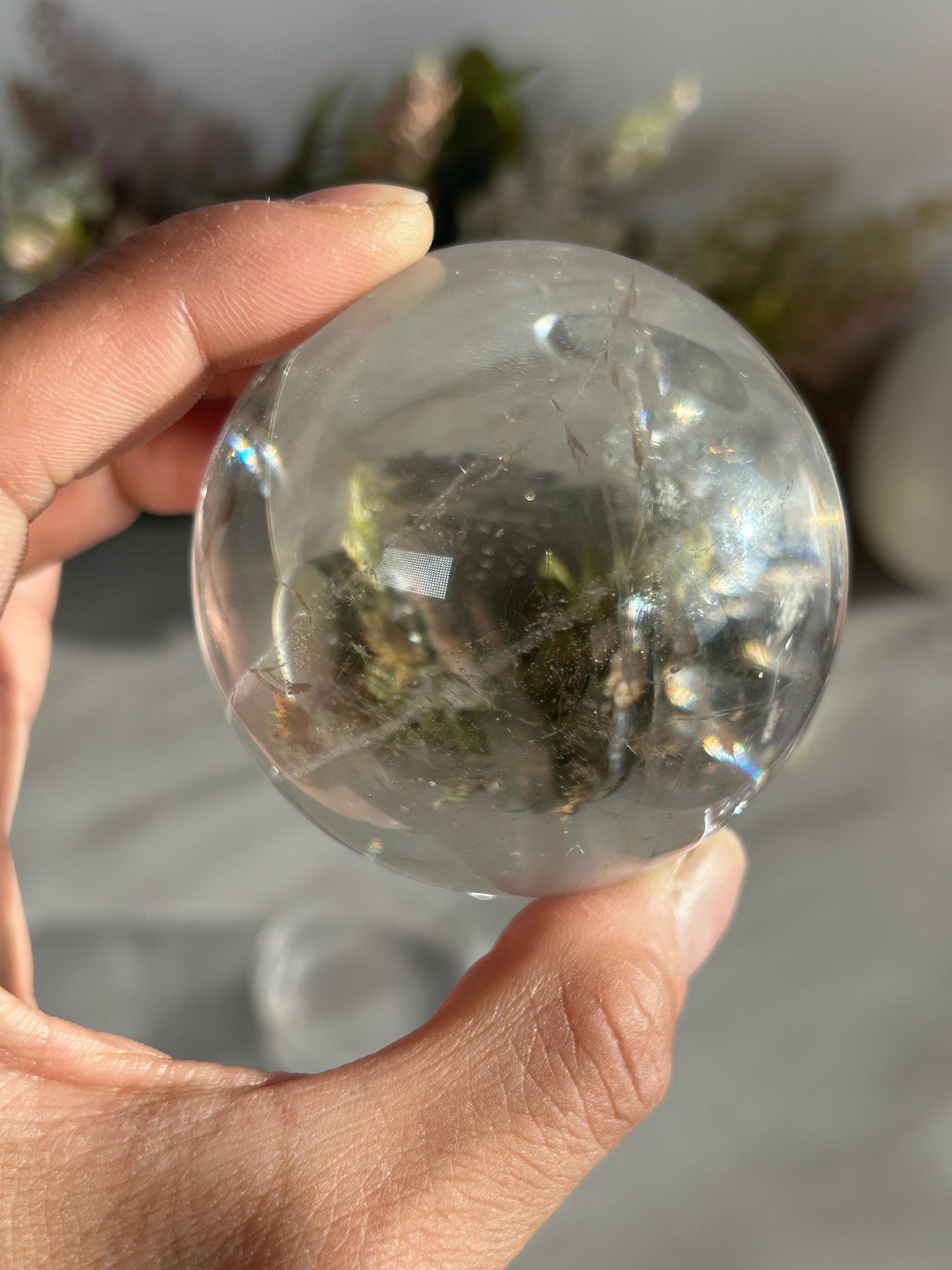 Rainbow Clear Quartz Sphere, Clear Quartz with Rainbows, Flashy Quartz, Crystal Sphere, Natural Healing Stone-Crystal Spheres-Clear quartz