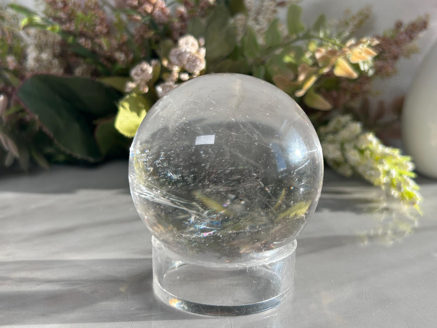 Rainbow Clear Quartz Sphere, Clear Quartz with Rainbows, Flashy Quartz, Crystal Sphere, Natural Healing Stone-Crystal Spheres-Clear quartz